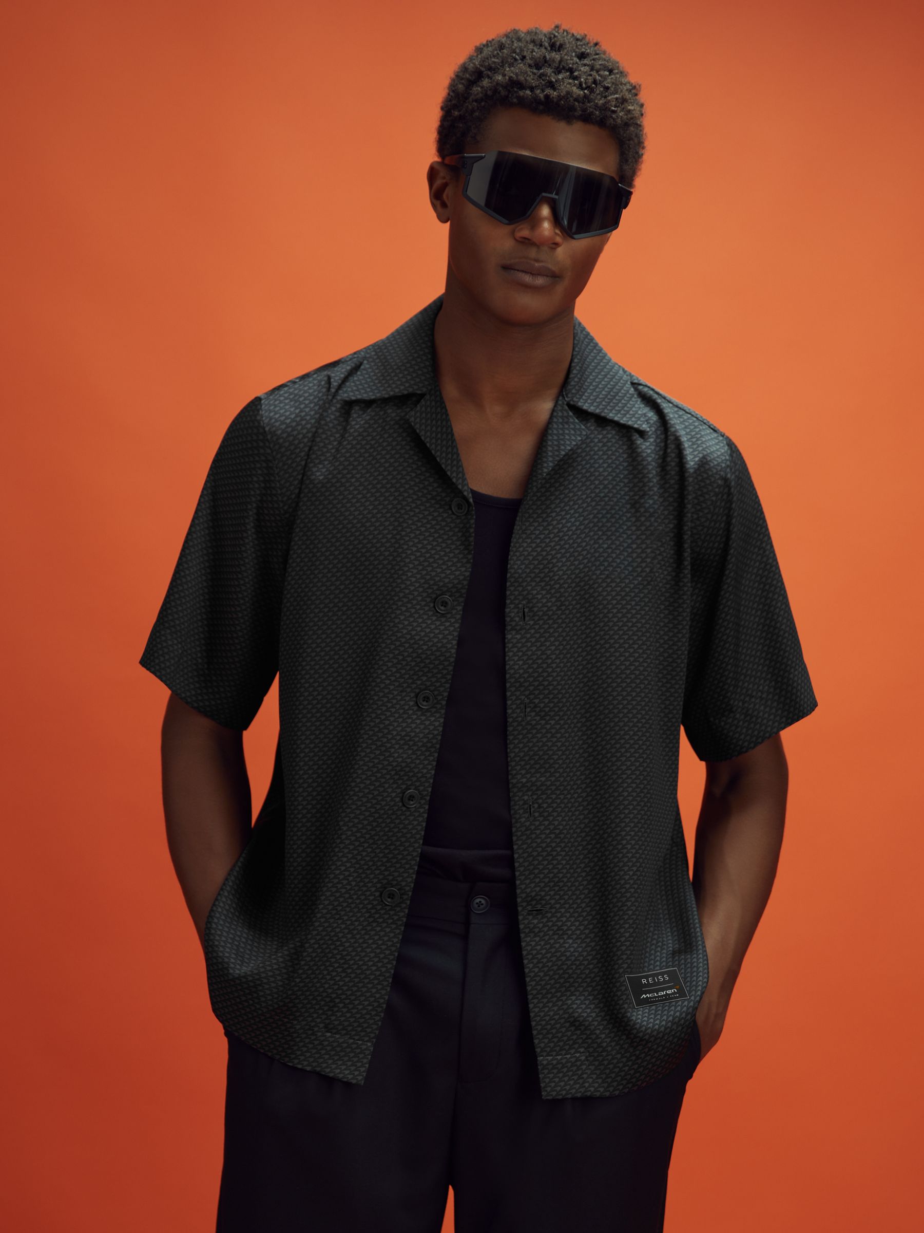 McLaren F1 Cuban Collar Shirt in Black - Image 3 of 8