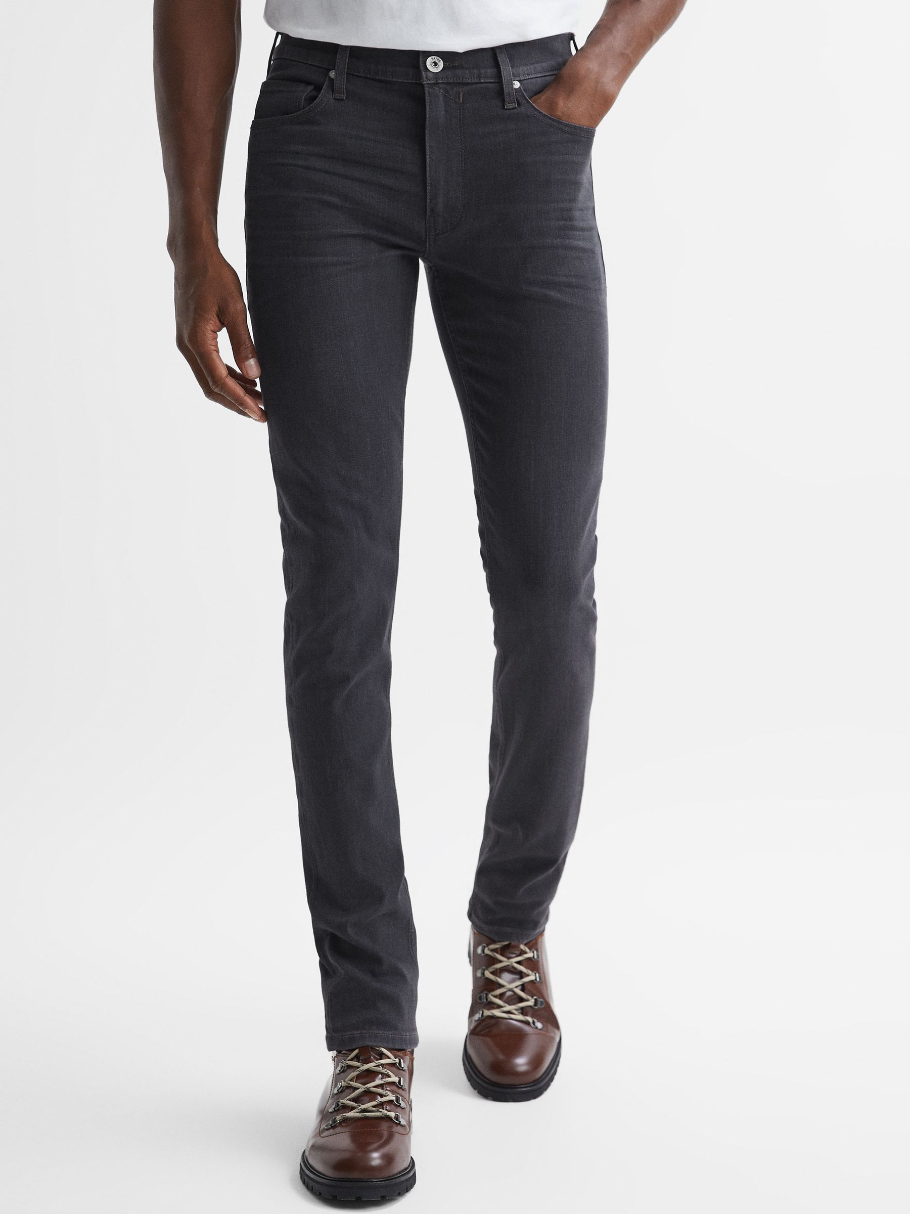 Paige High Slim Fit Stretch Jeans in Black - Image 1 of 5