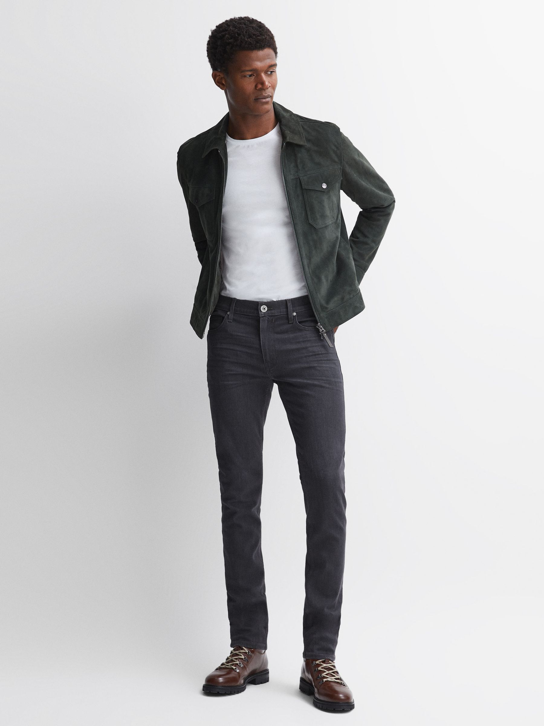 Paige High Slim Fit Stretch Jeans in Black - Image 3 of 5