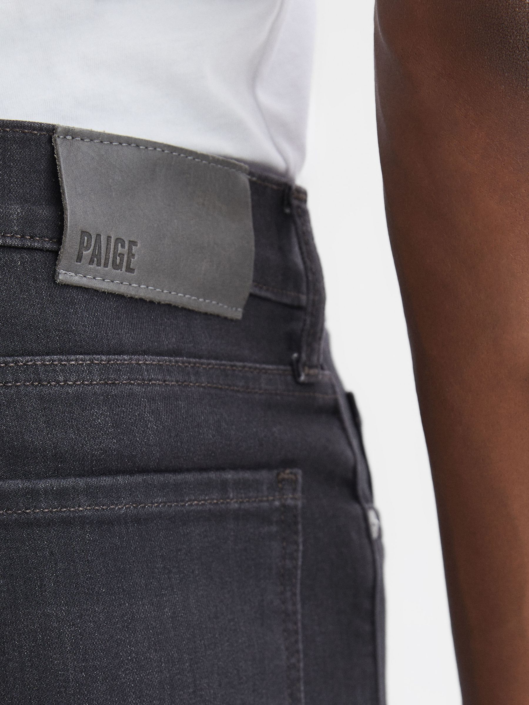 Paige High Slim Fit Stretch Jeans in Black - Image 4 of 5