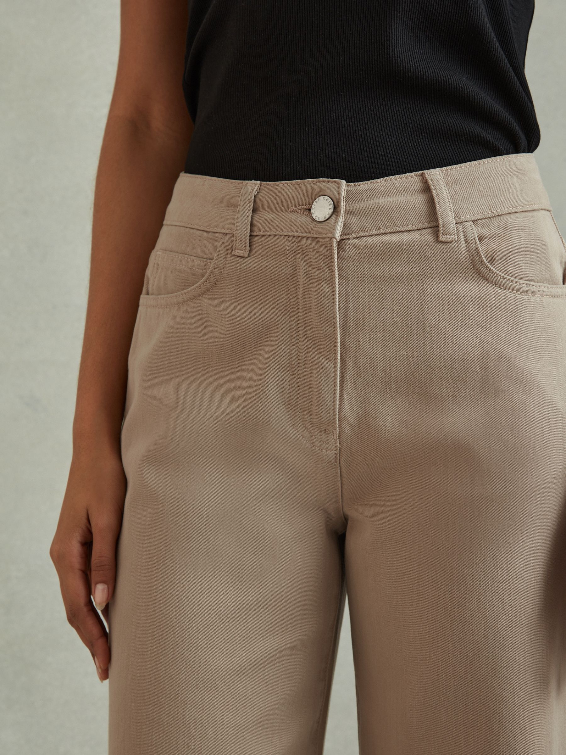 Garment Dyed Wide Leg Trousers in Light Camel - Image 4 of 7