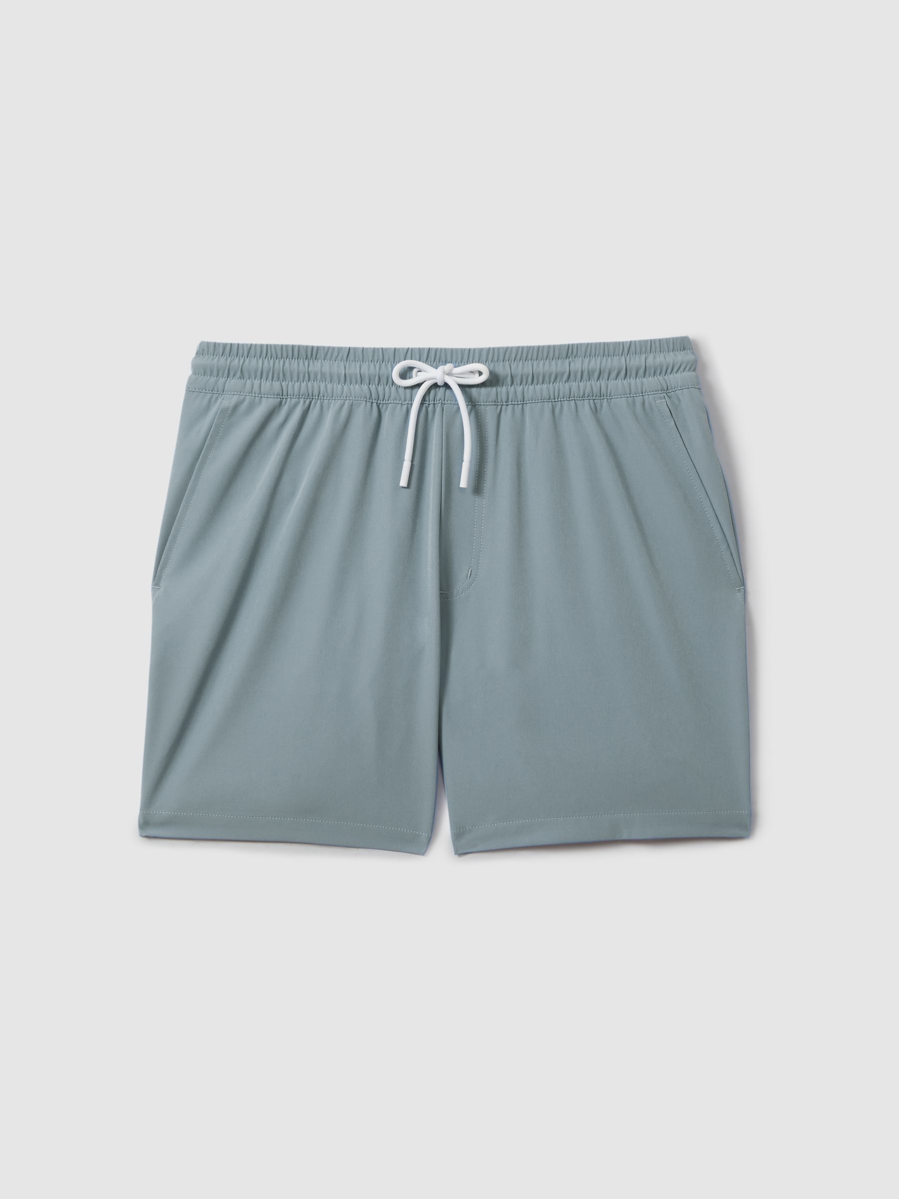 Plain Drawstring Waist Swim Shorts in Sea Blue - Image 2 of 7