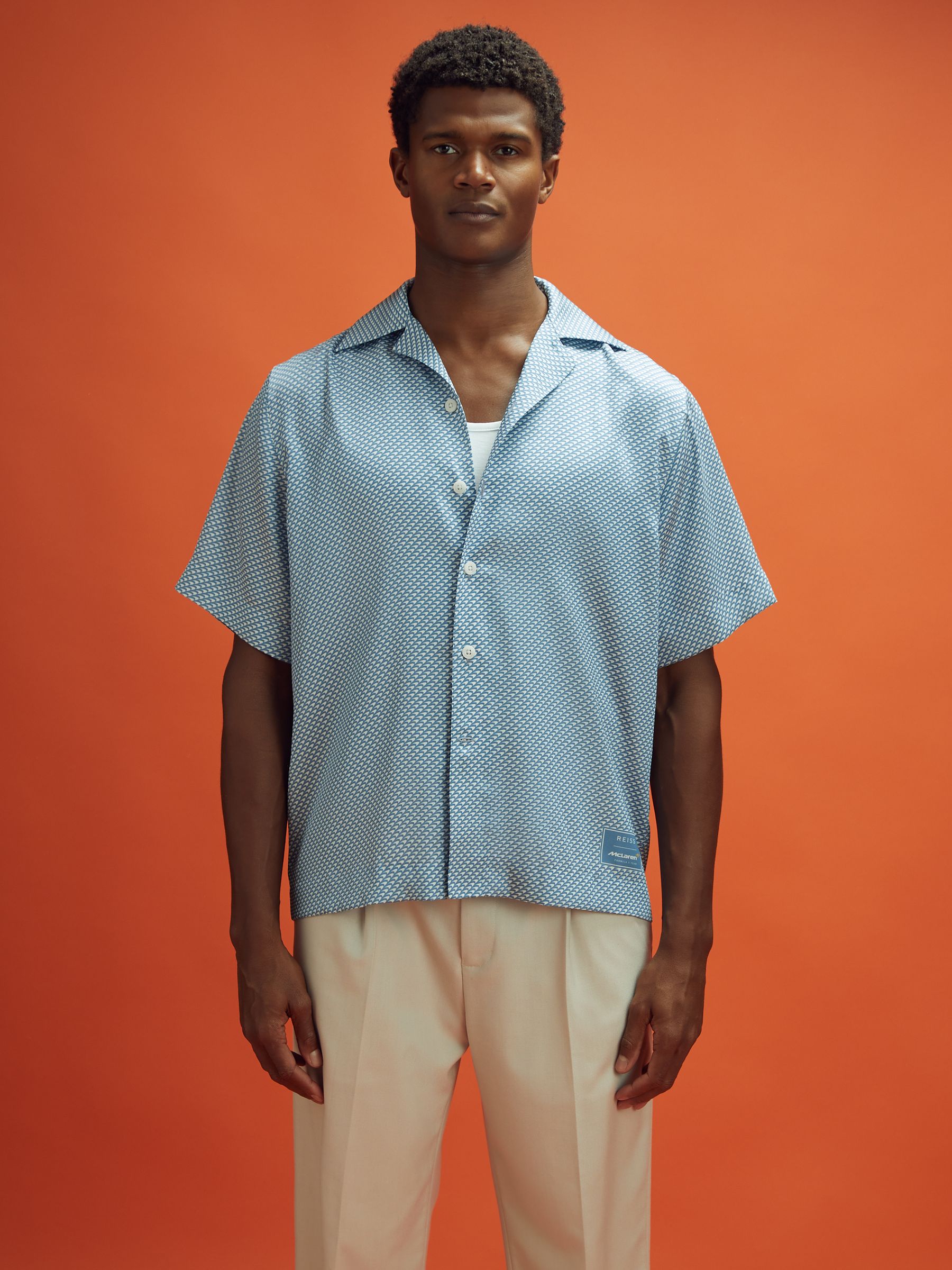 McLaren F1 Cuban Collar Shirt in Airforce Blue - Image 1 of 7