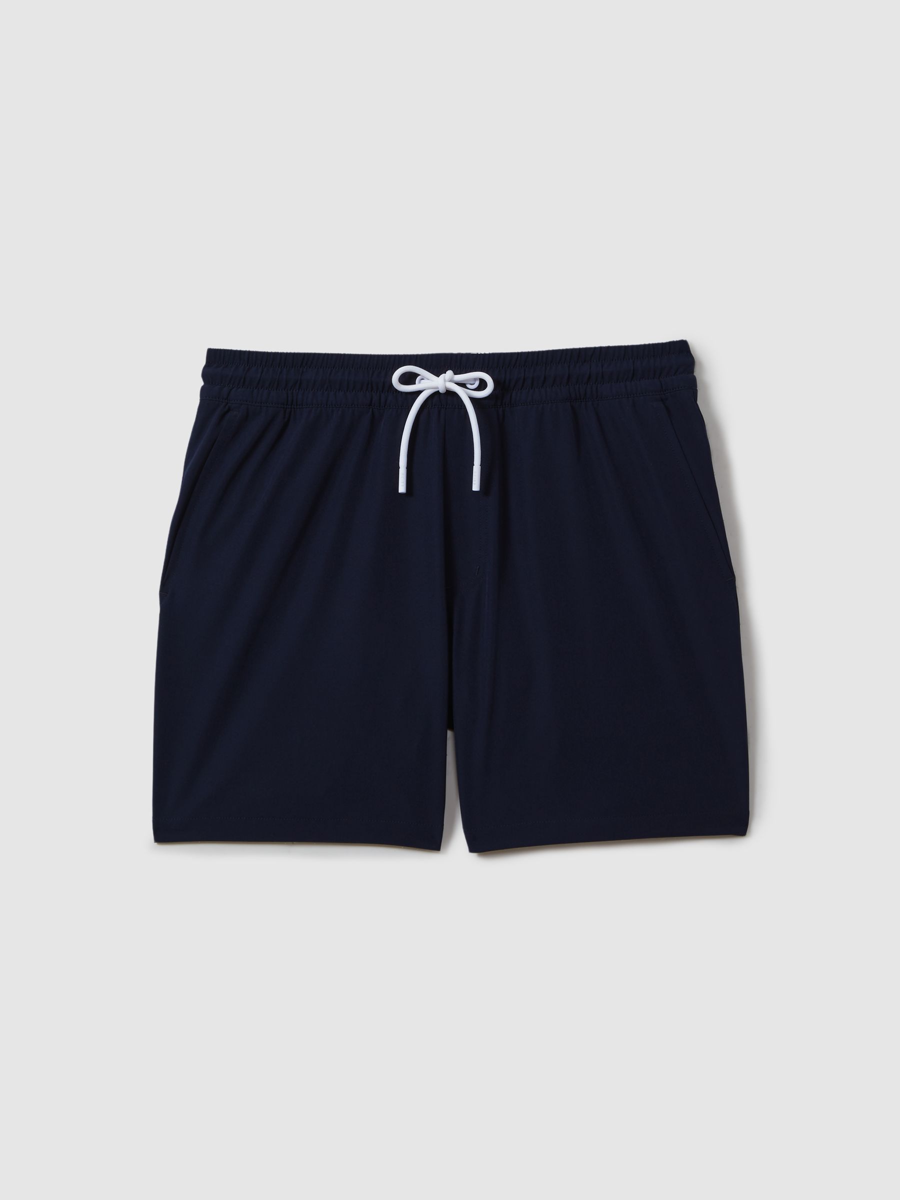Plain Drawstring Waist Swim Shorts in Navy - Image 2 of 7