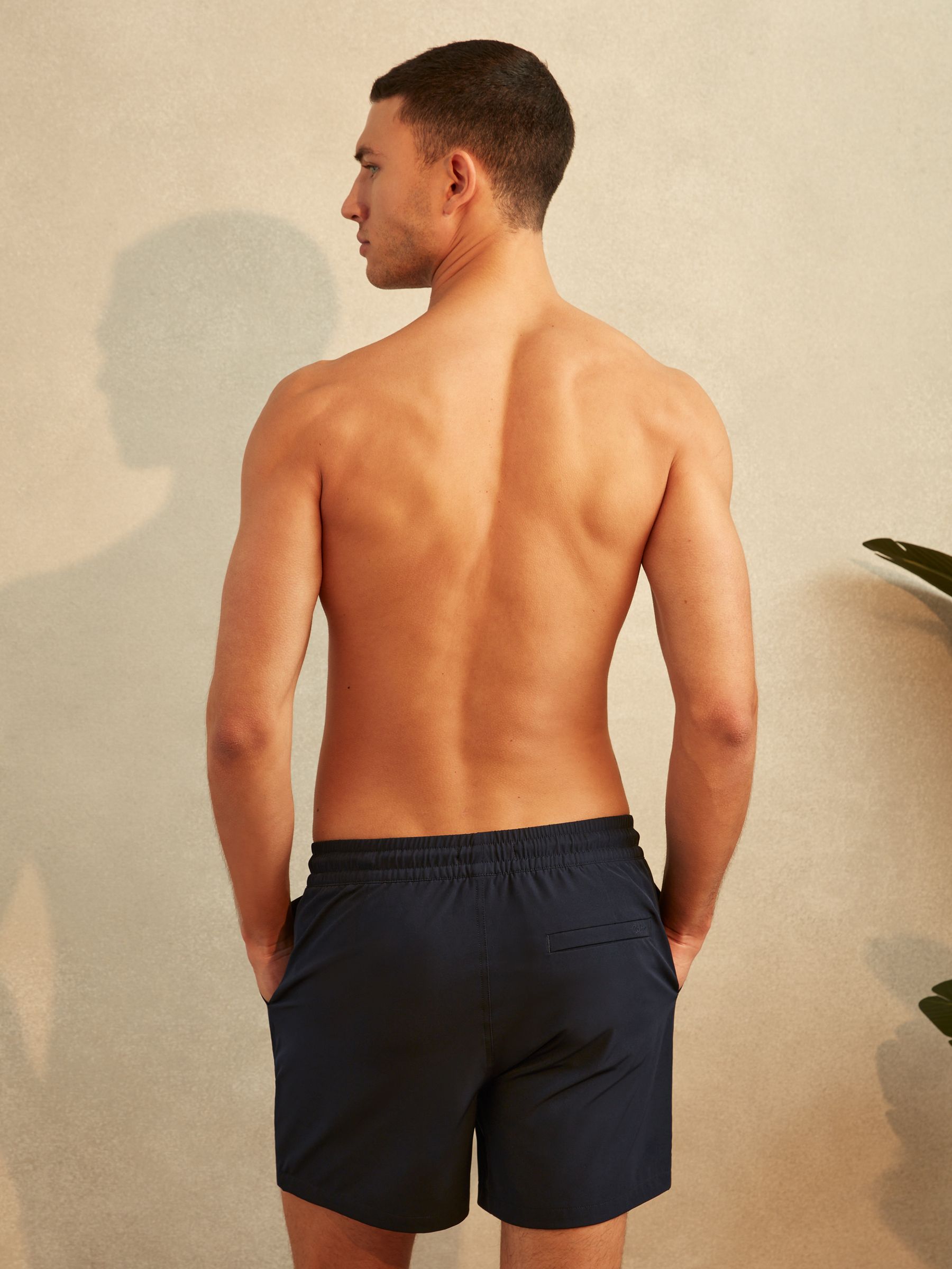 Plain Drawstring Waist Swim Shorts in Navy - Image 5 of 7