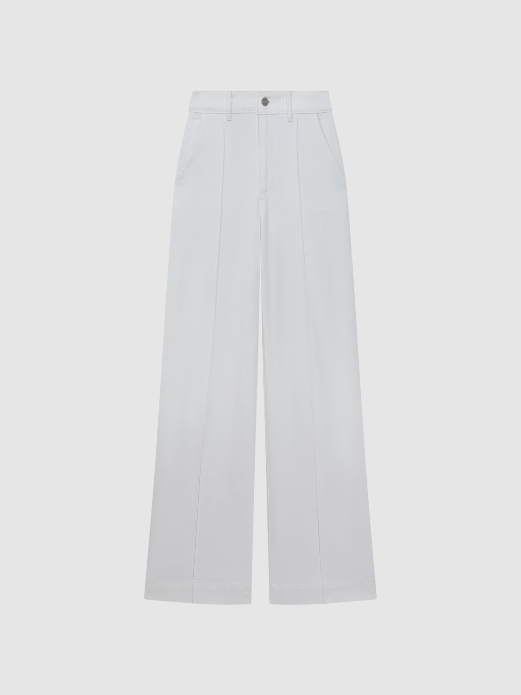 Paige High Rise Wide Leg Trousers in White - Image 2 of 6
