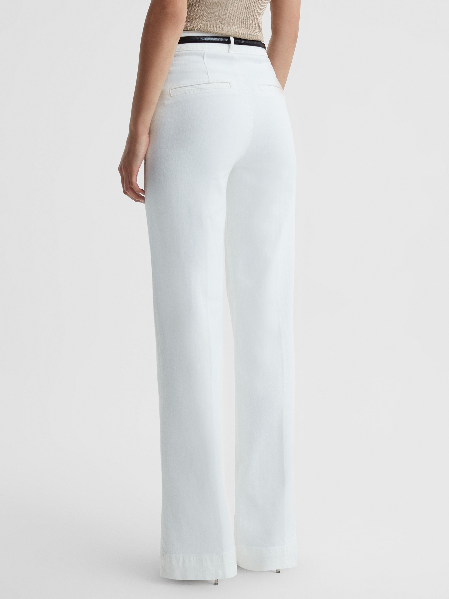 Paige High Rise Wide Leg Trousers in White - Image 5 of 6