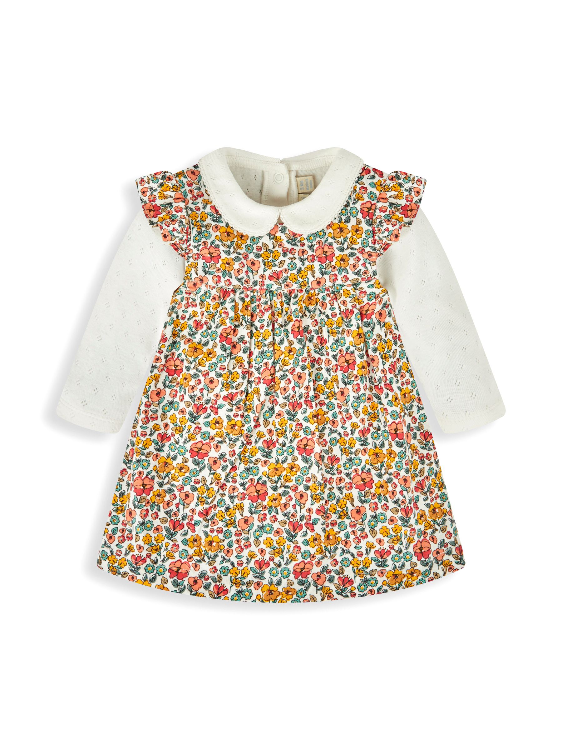 Yellow Autumn Floral Girls' 2-Piece Cord Baby Dress & Body Set - Image 1 of 3