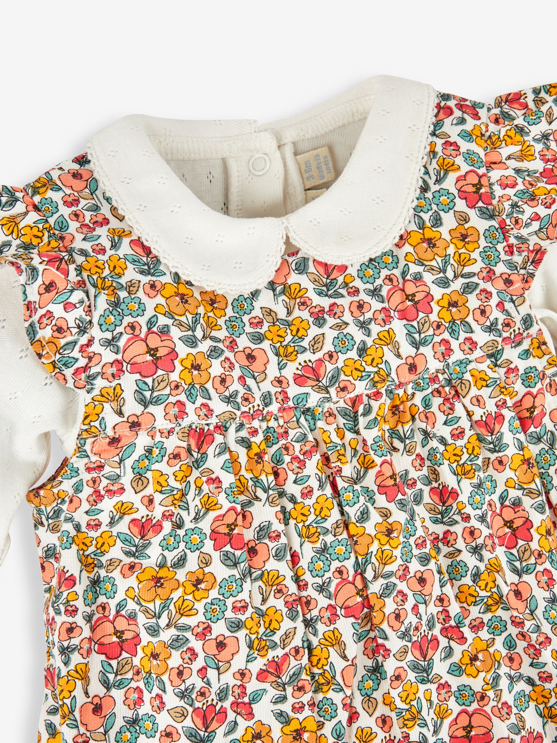 Yellow Autumn Floral Girls' 2-Piece Cord Baby Dress & Body Set - Image 2 of 3