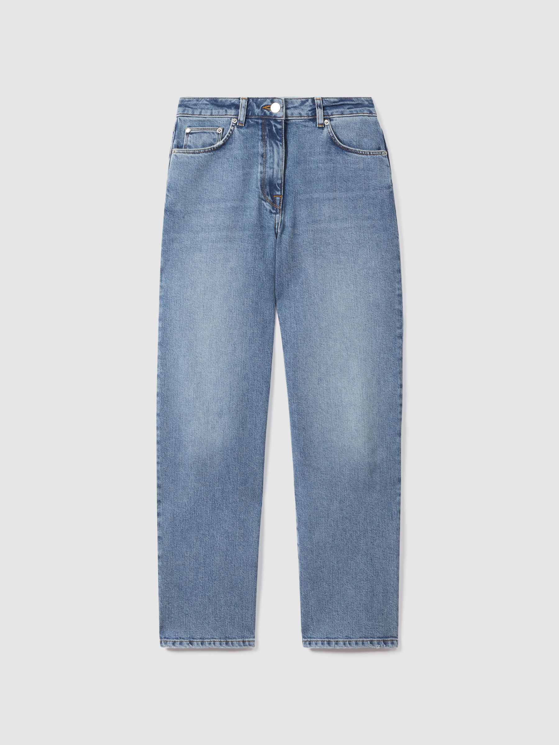 Mid Rise Straight Leg Jeans in Light Blue - image 1