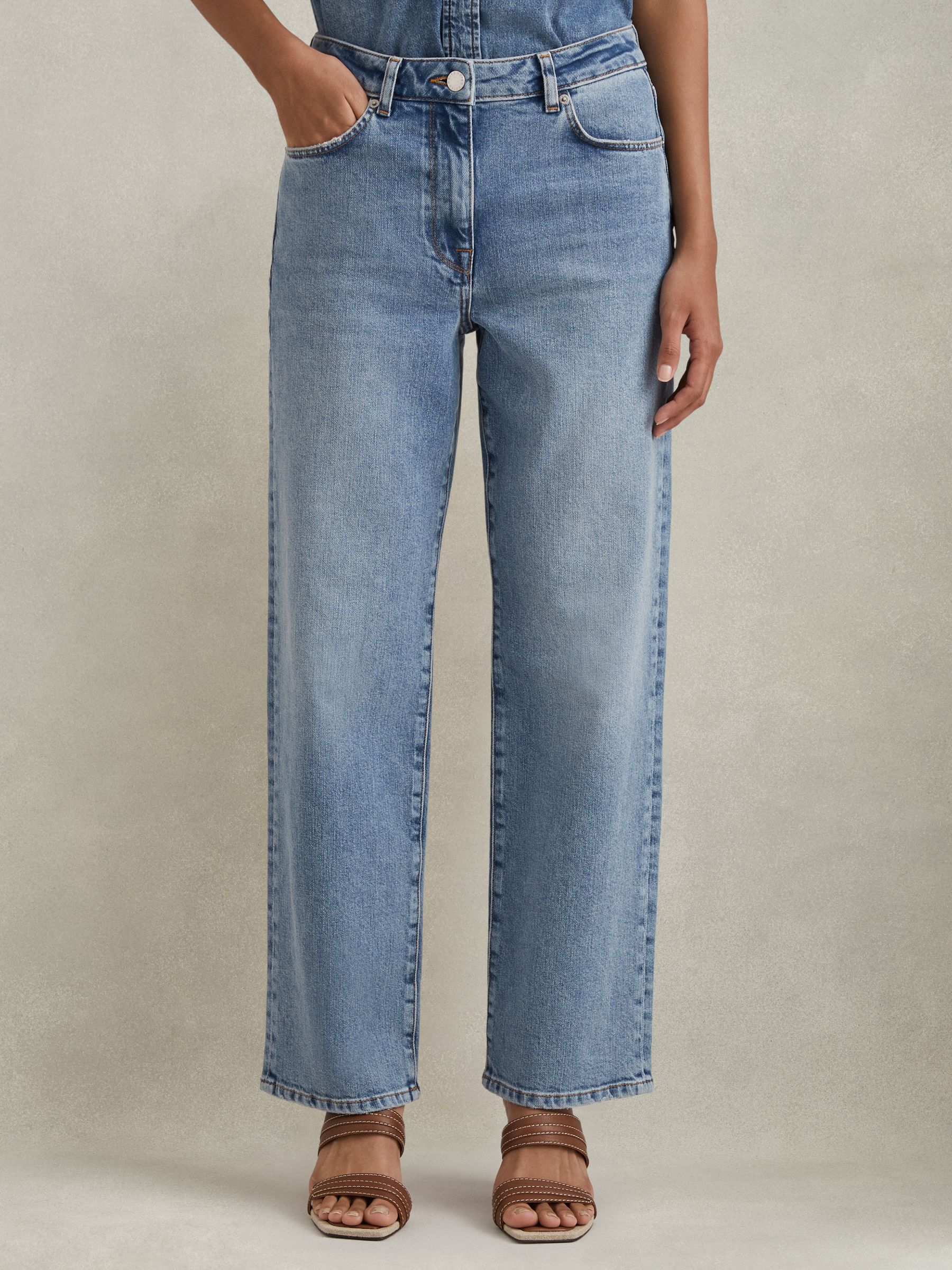 Mid Rise Straight Leg Jeans in Light Blue - image 3