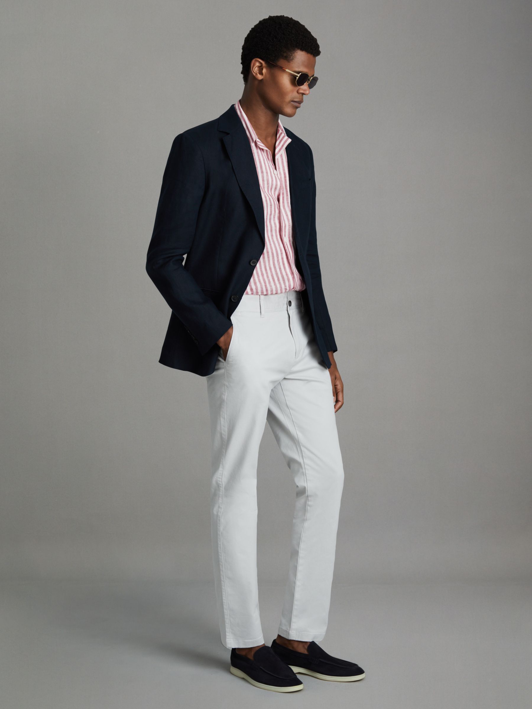 Beldi Pink Stripe Relaxed 100% Linen Cuban Collar Shirt - Image 3 of 7