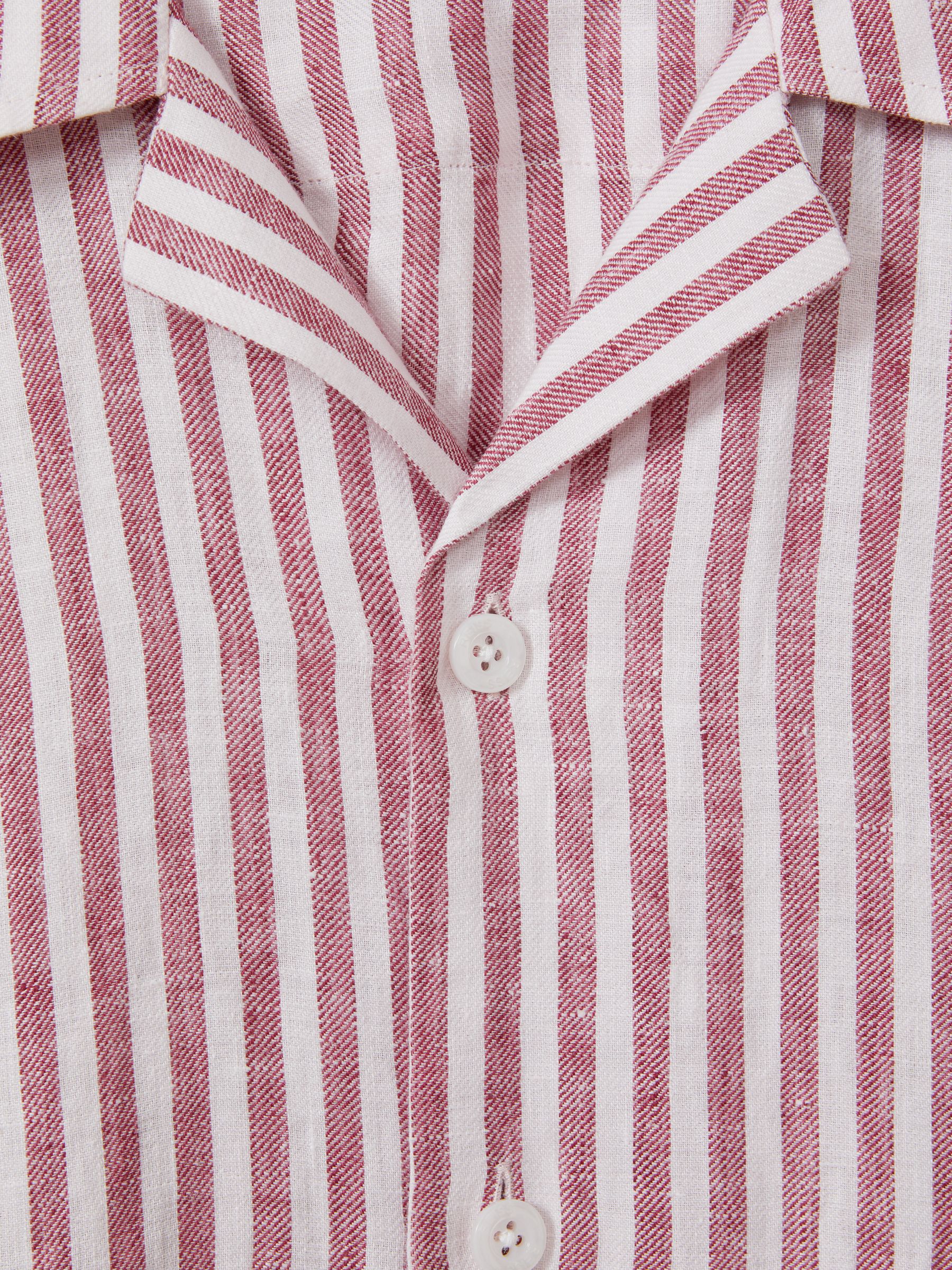 Beldi Pink Stripe Relaxed 100% Linen Cuban Collar Shirt - Image 7 of 7