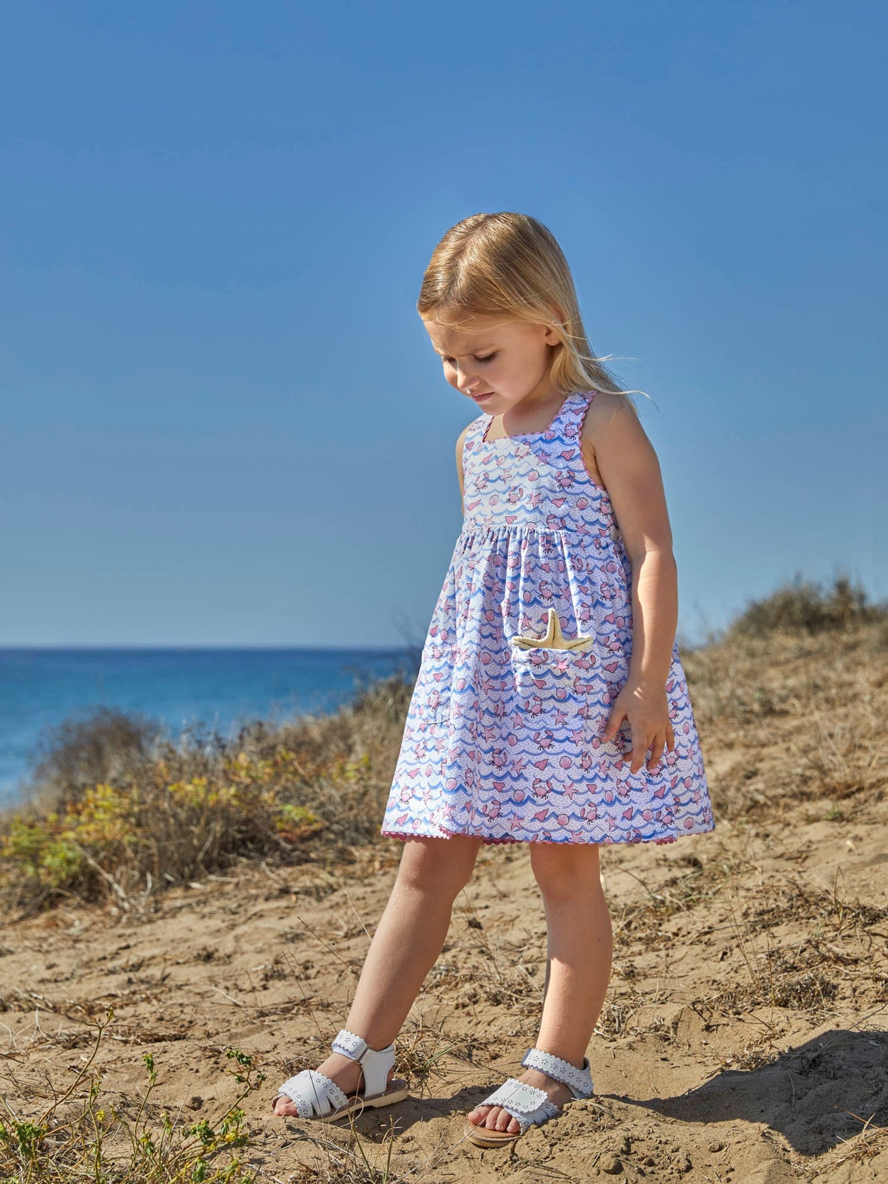 White Wave Print Cross Back Dress - Image 1 of 6