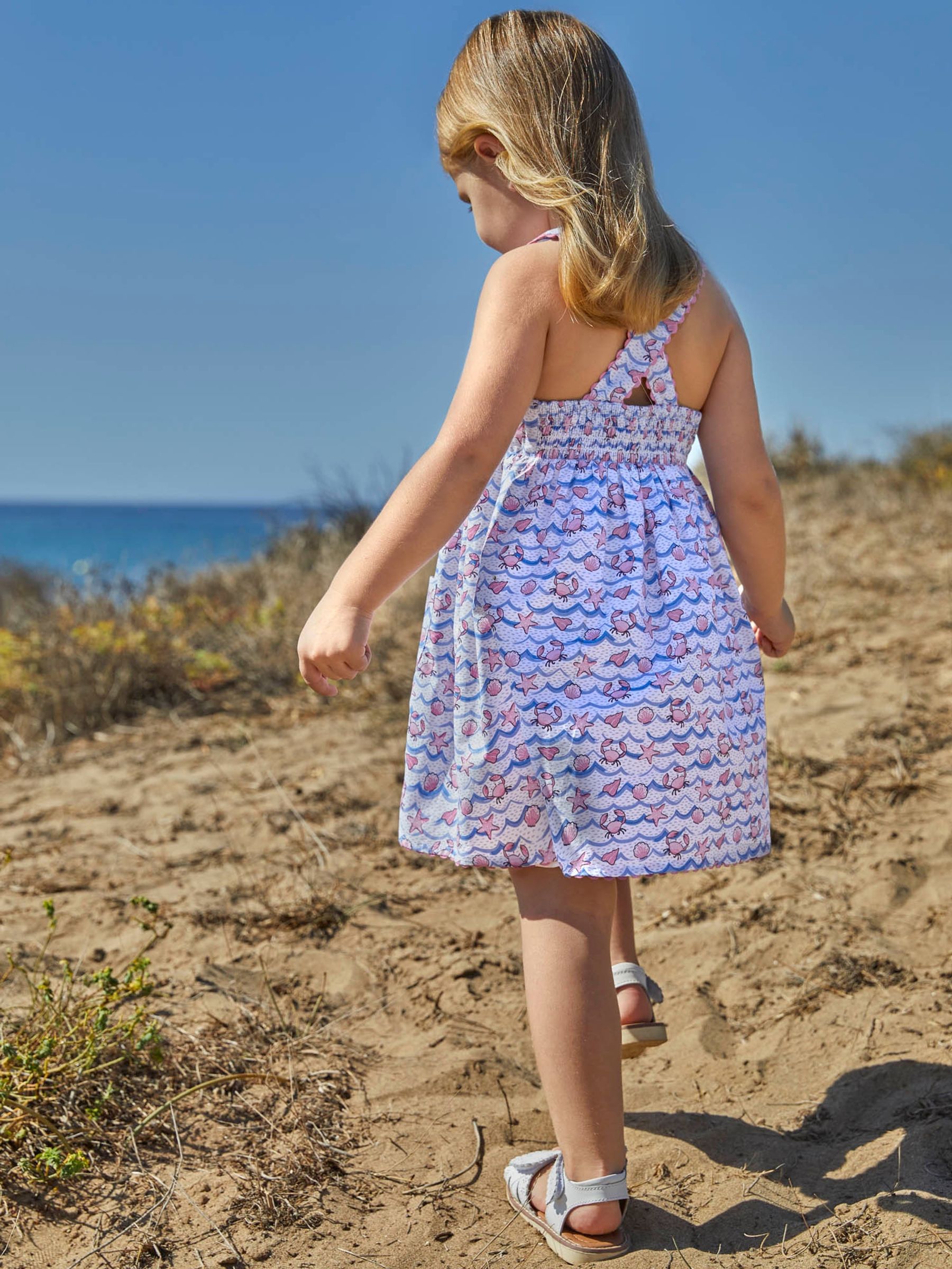 White Wave Print Cross Back Dress - Image 2 of 6