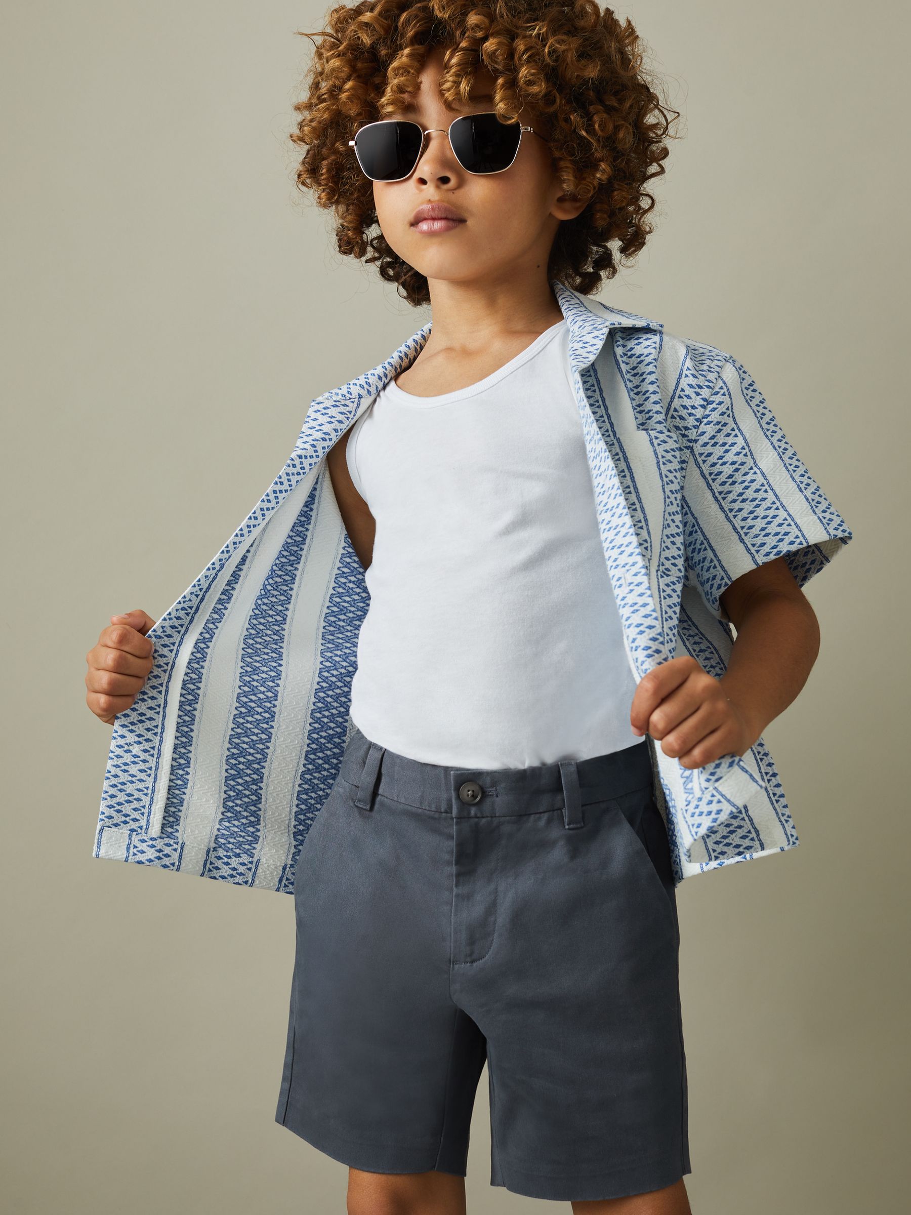 3-9 yrs Casual Chino Shorts in Airforce Blue - Image 3 of 4