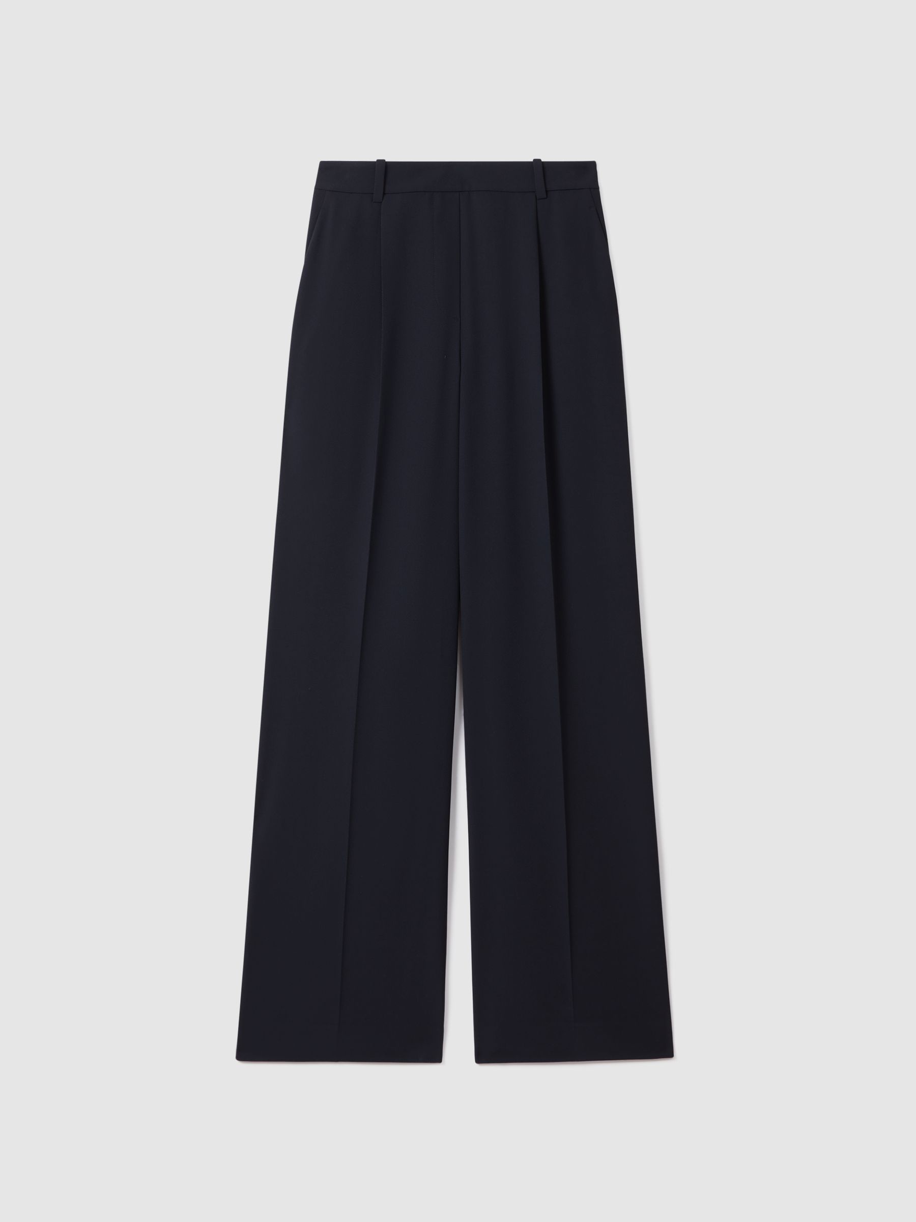 Petite Half-Elasticated Wide Leg Trousers in Navy - Image 2 of 8