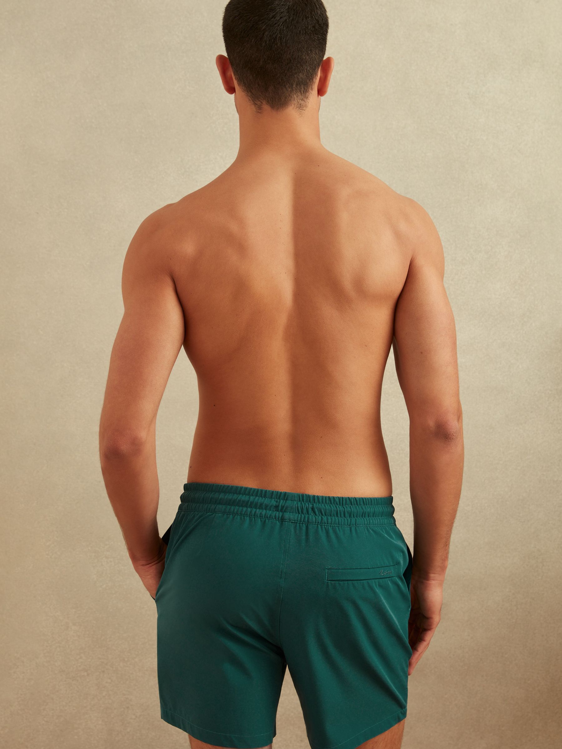 Shore Teal Plain Drawstring Waist Swim Shorts - Image 5 of 6