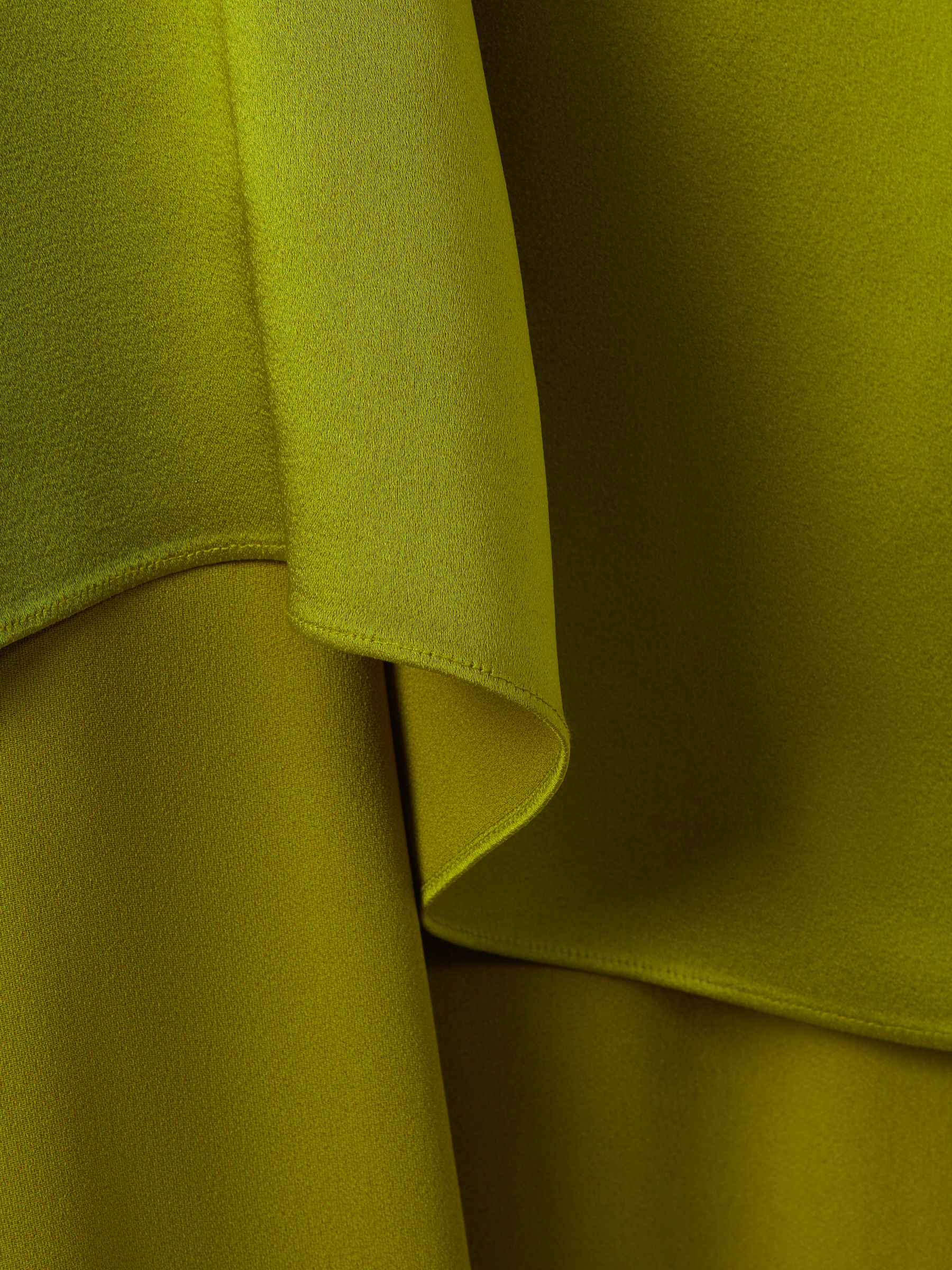 Atelier Italian Satin High-Low Mini Dress in Green - Image 6 of 6