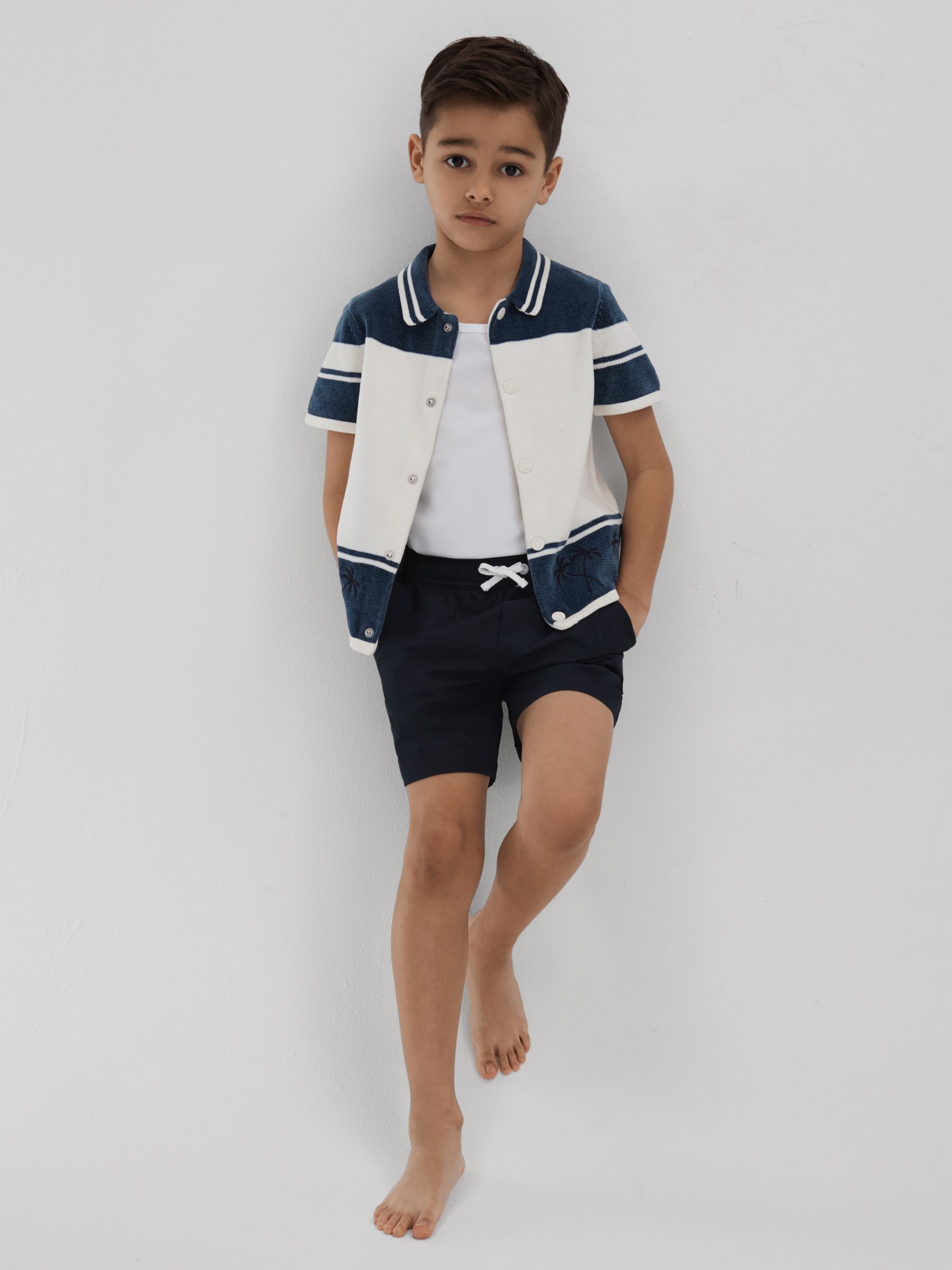 3-9 yrs Plain Drawstring Waist Swim Shorts in Navy - Image 3 of 4
