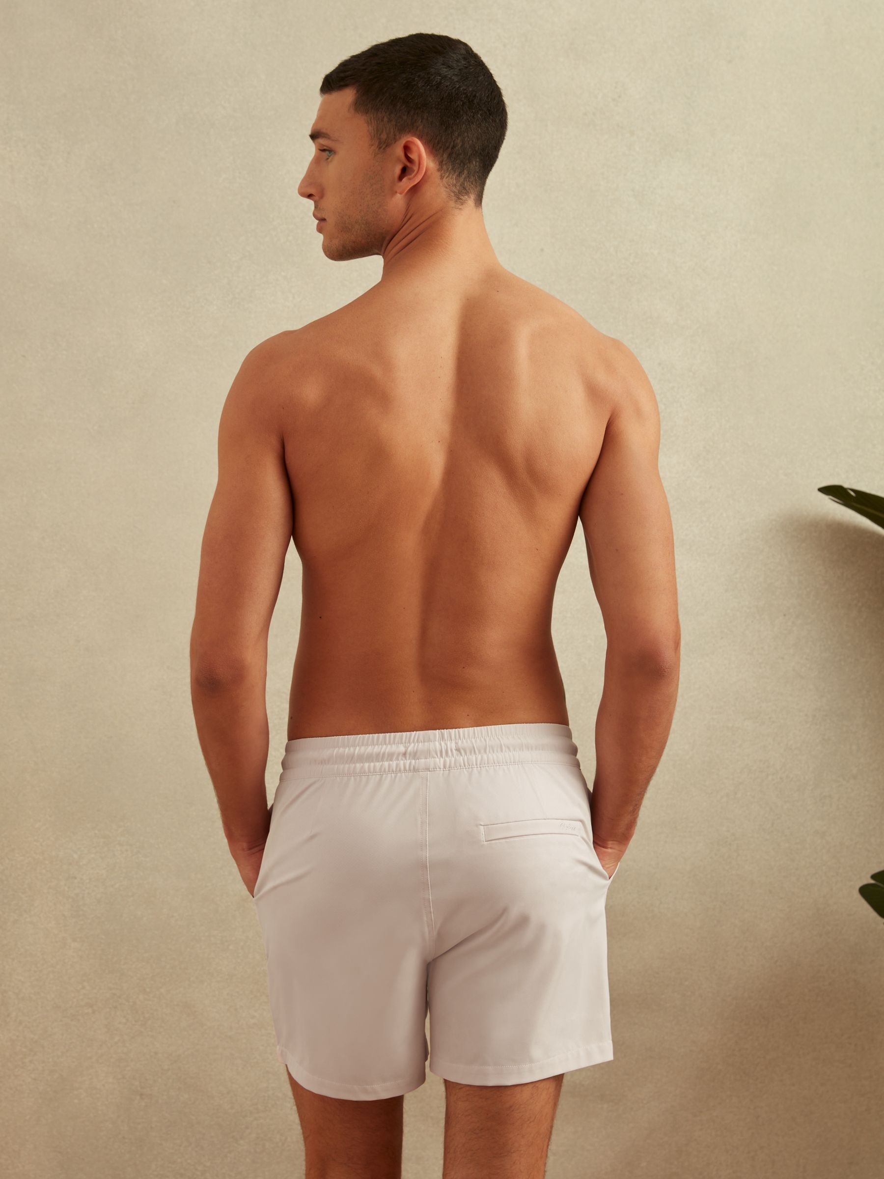 Plain Drawstring Waist Swim Shorts in Pale Pink - Image 5 of 6