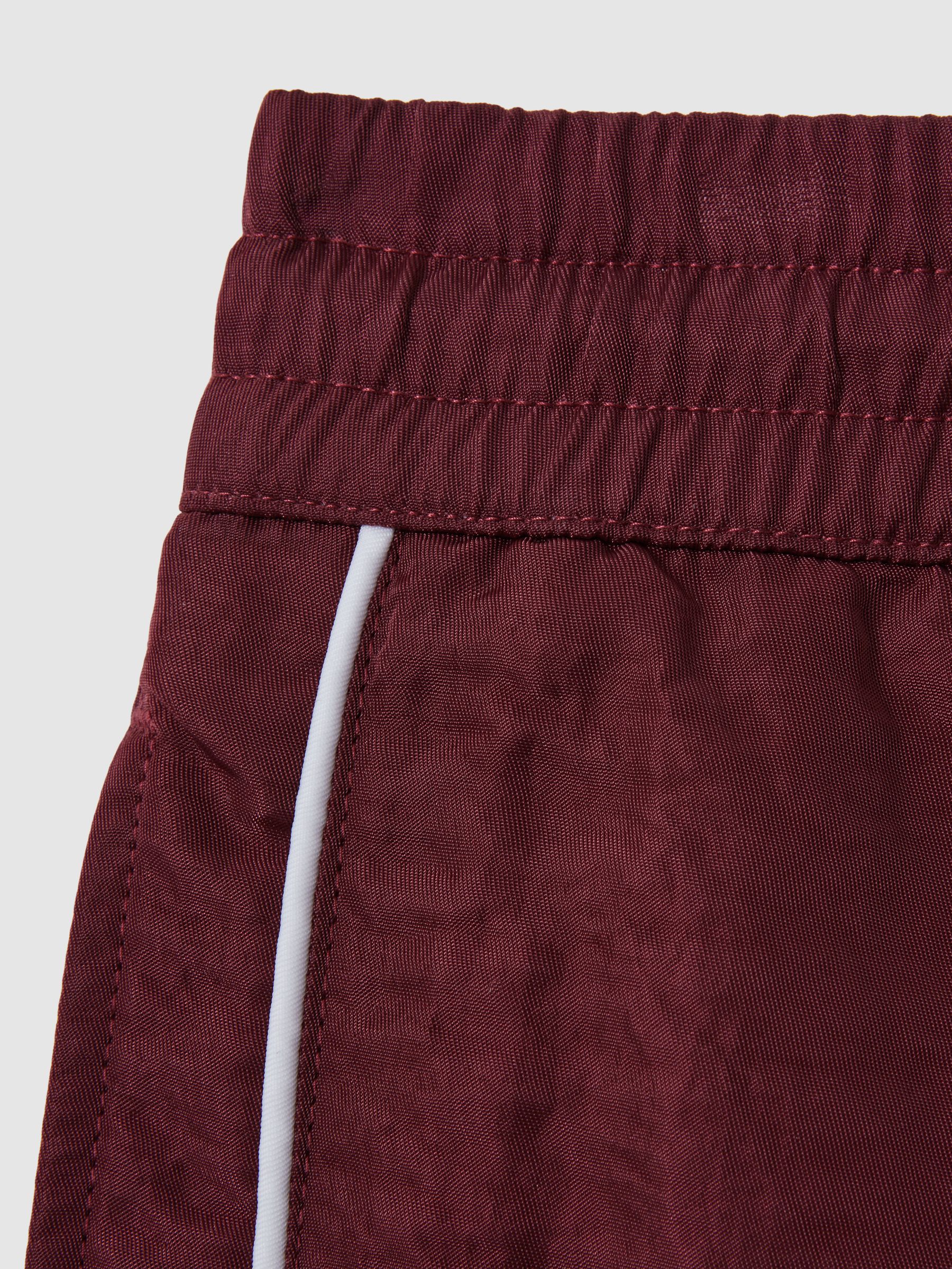 Piped Drawstring Swim Shorts in Brick Red - Image 7 of 7