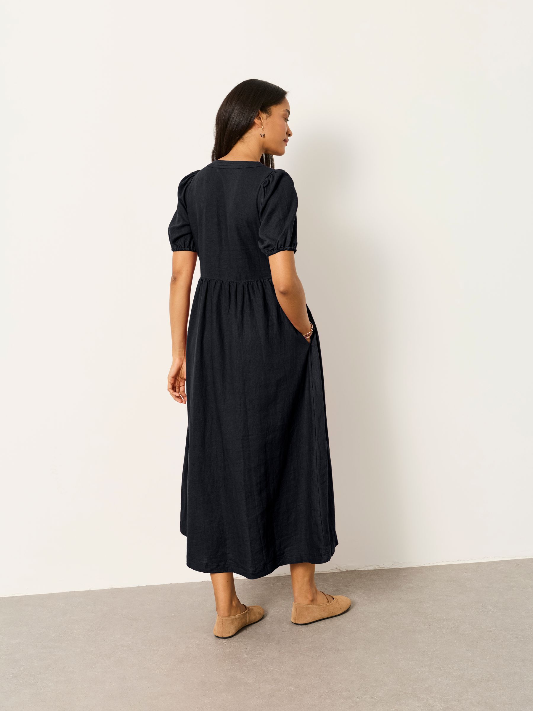 Remi Black Linen Dress - Image 2 of 6 Remi Black Linen Dress - Image 2 of 6