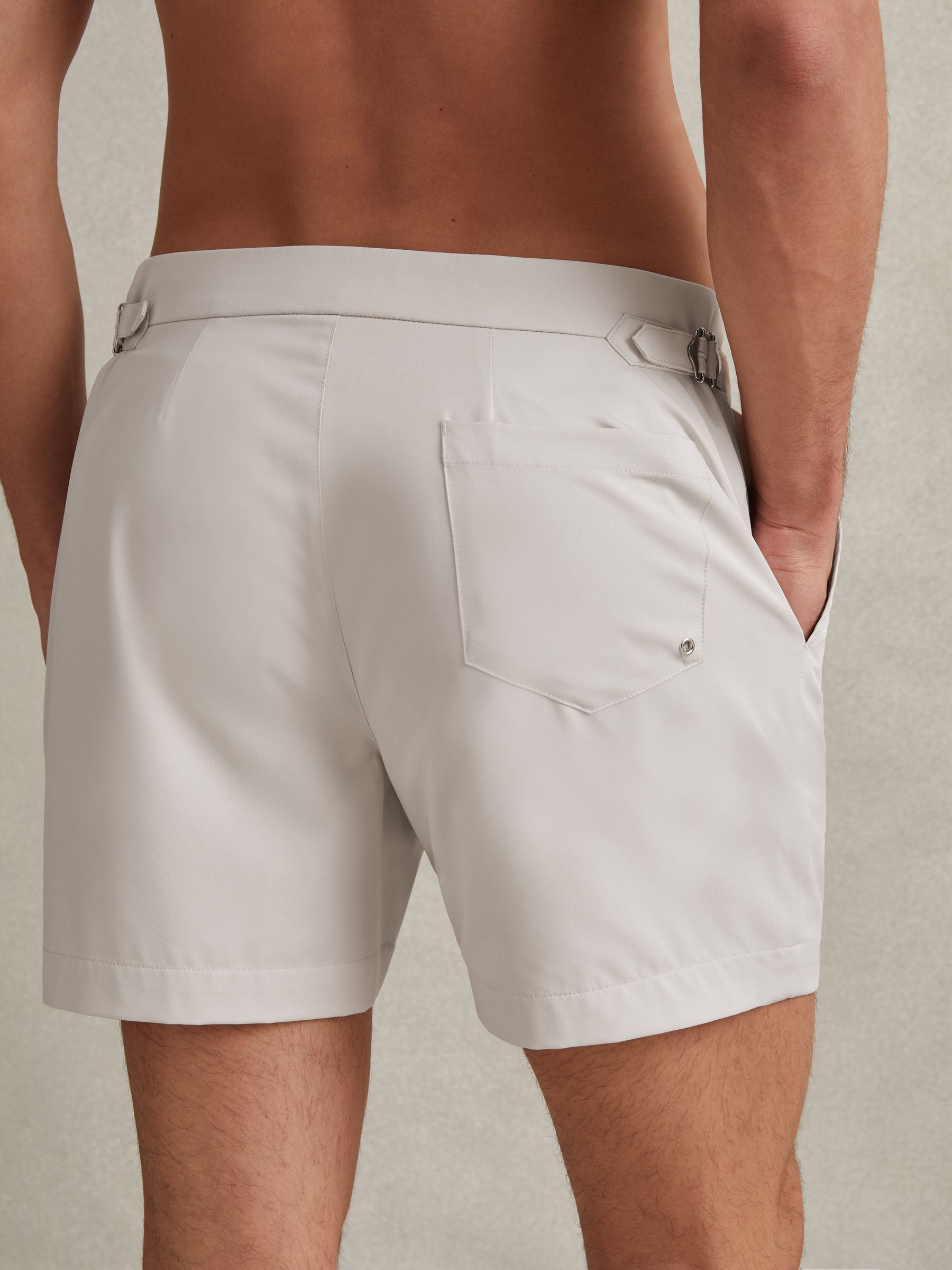 Side Adjuster Swim Shorts in Off White - Image 5 of 7