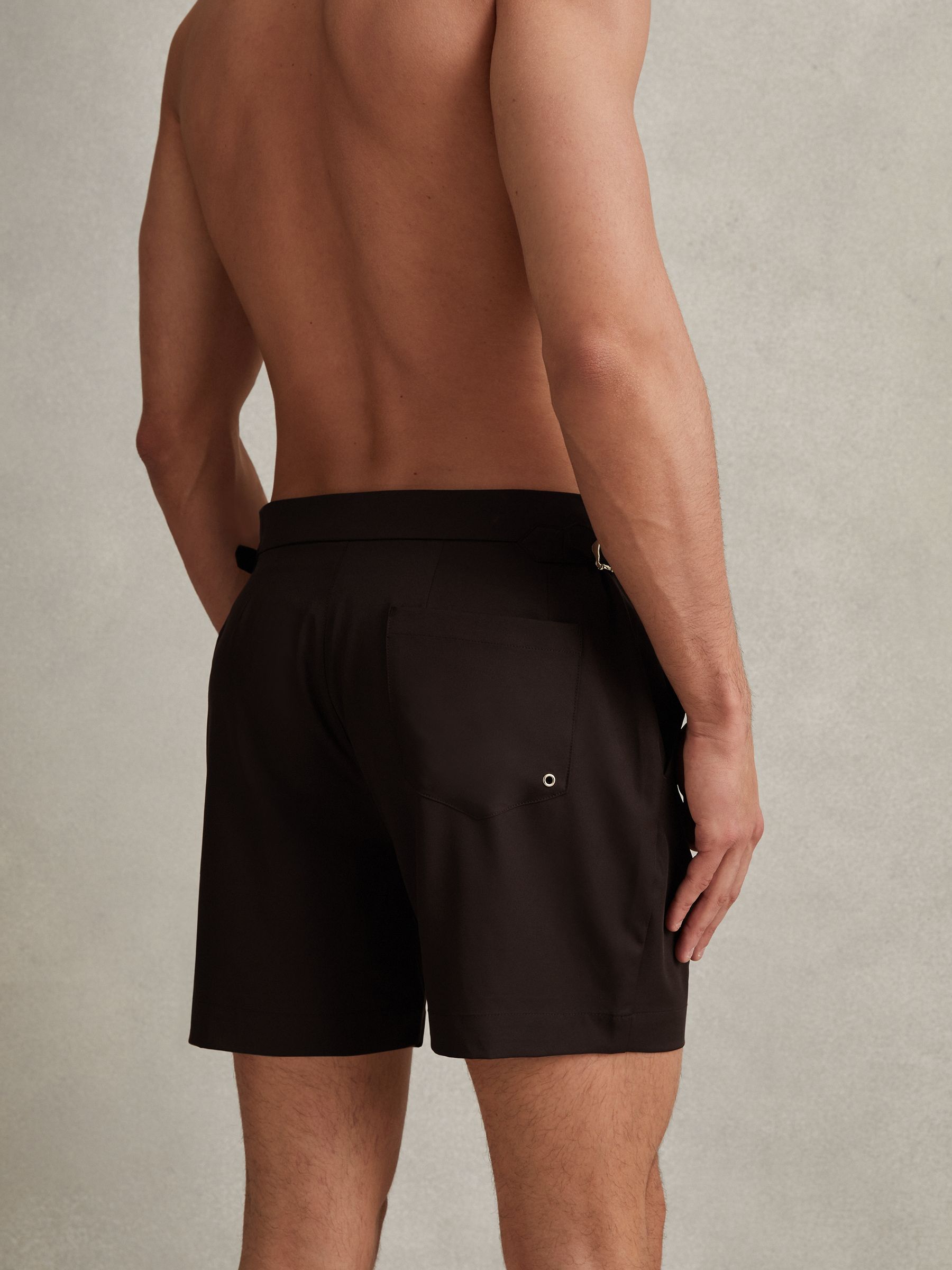 Side Adjuster Swim Shorts in Chocolate - Image 5 of 6