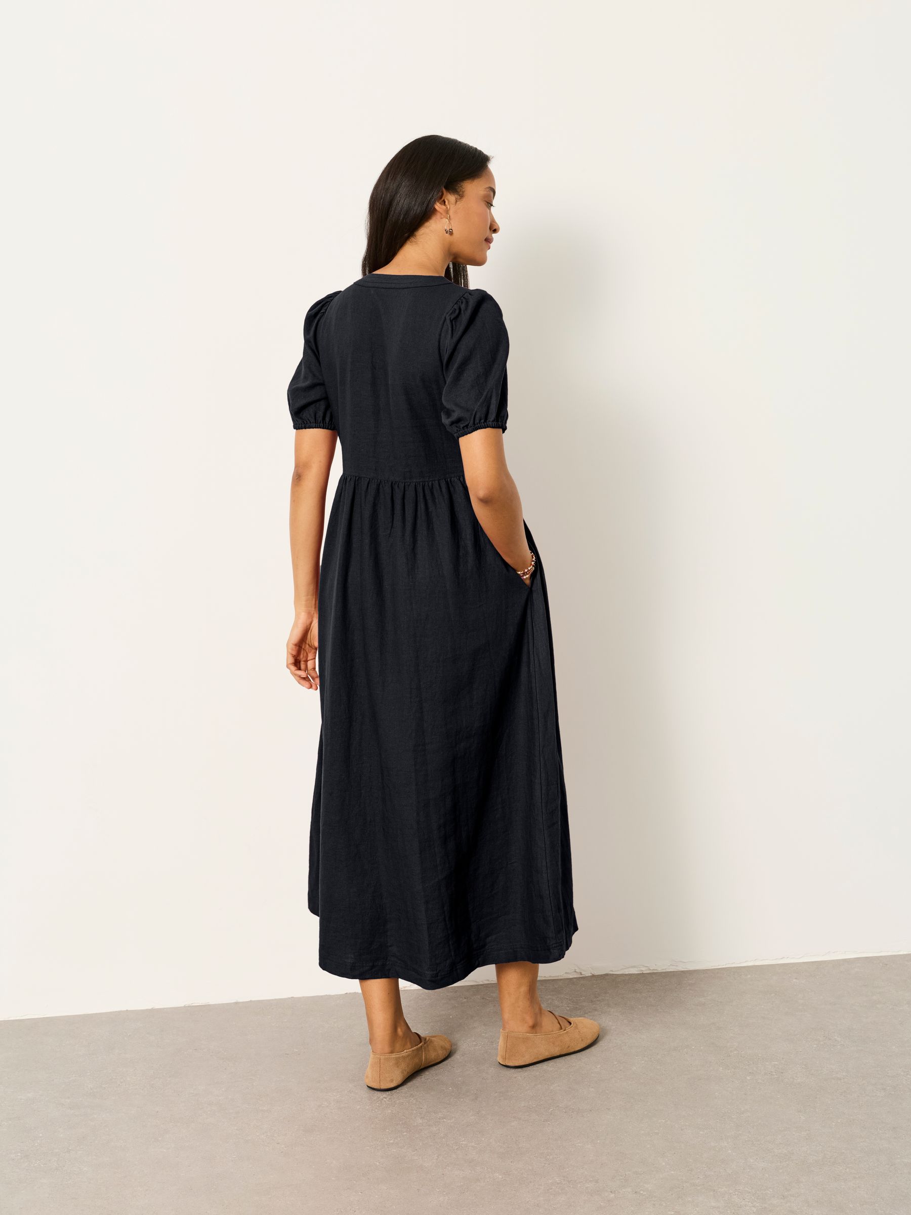 Remi Black Petite Linen Dress - Image 2 of 6