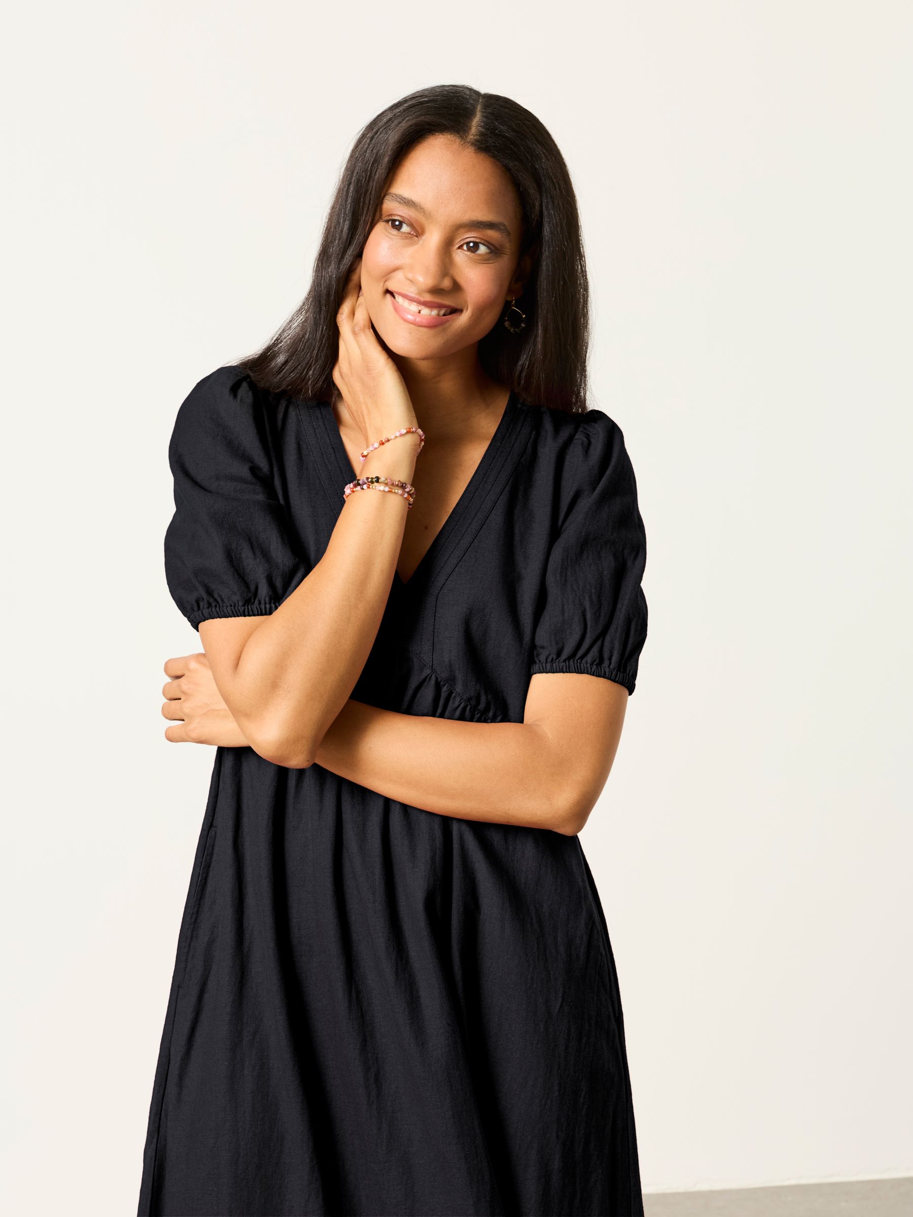 Remi Black Petite Linen Dress - Image 4 of 6