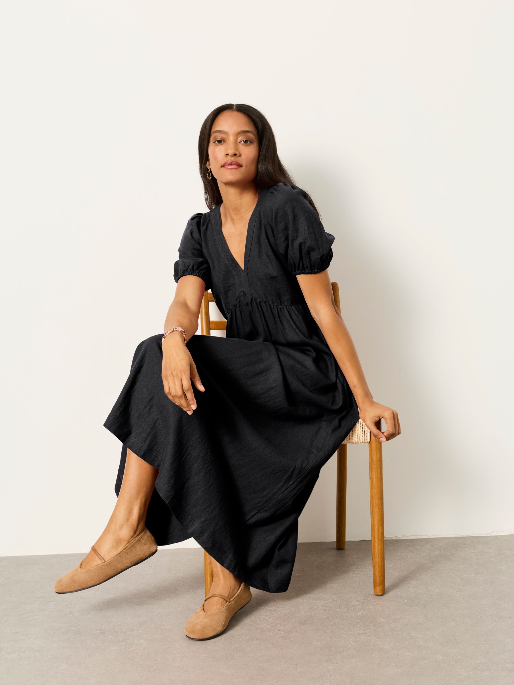 Remi Black Petite Linen Dress - Image 5 of 6