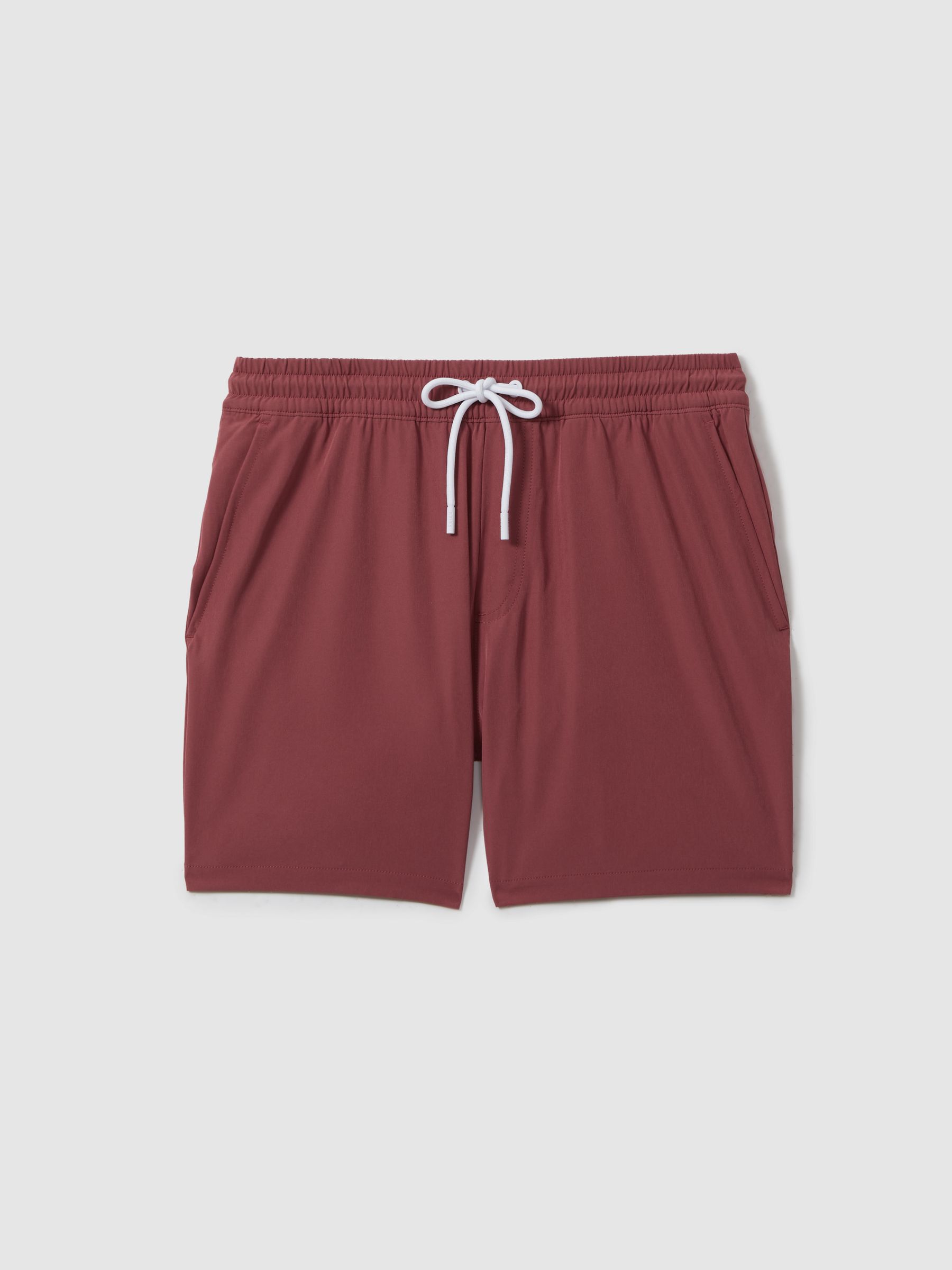 Plain Drawstring Waist Swim Shorts in Old Rose - Image 2 of 6