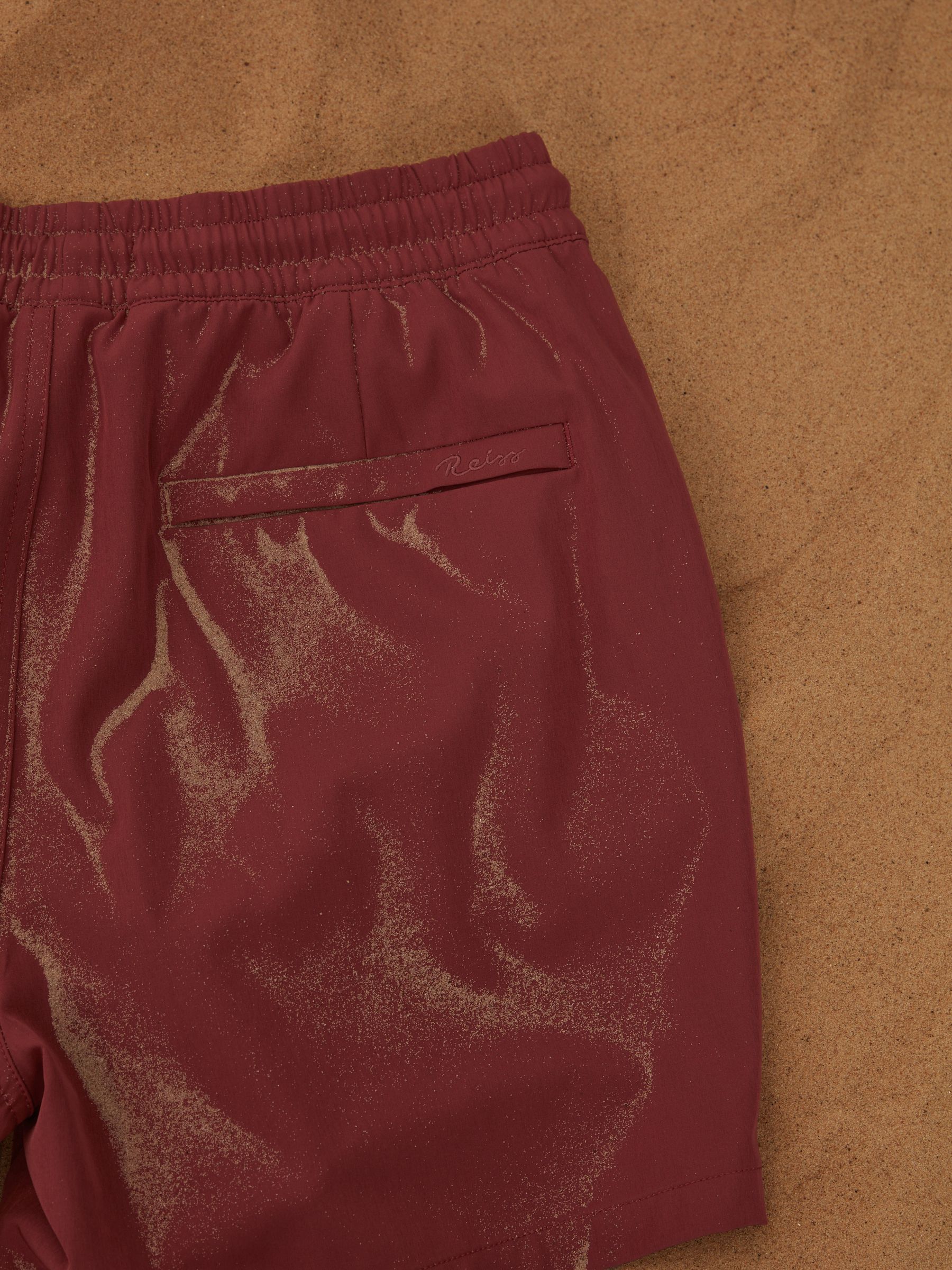Plain Drawstring Waist Swim Shorts in Old Rose - Image 5 of 6