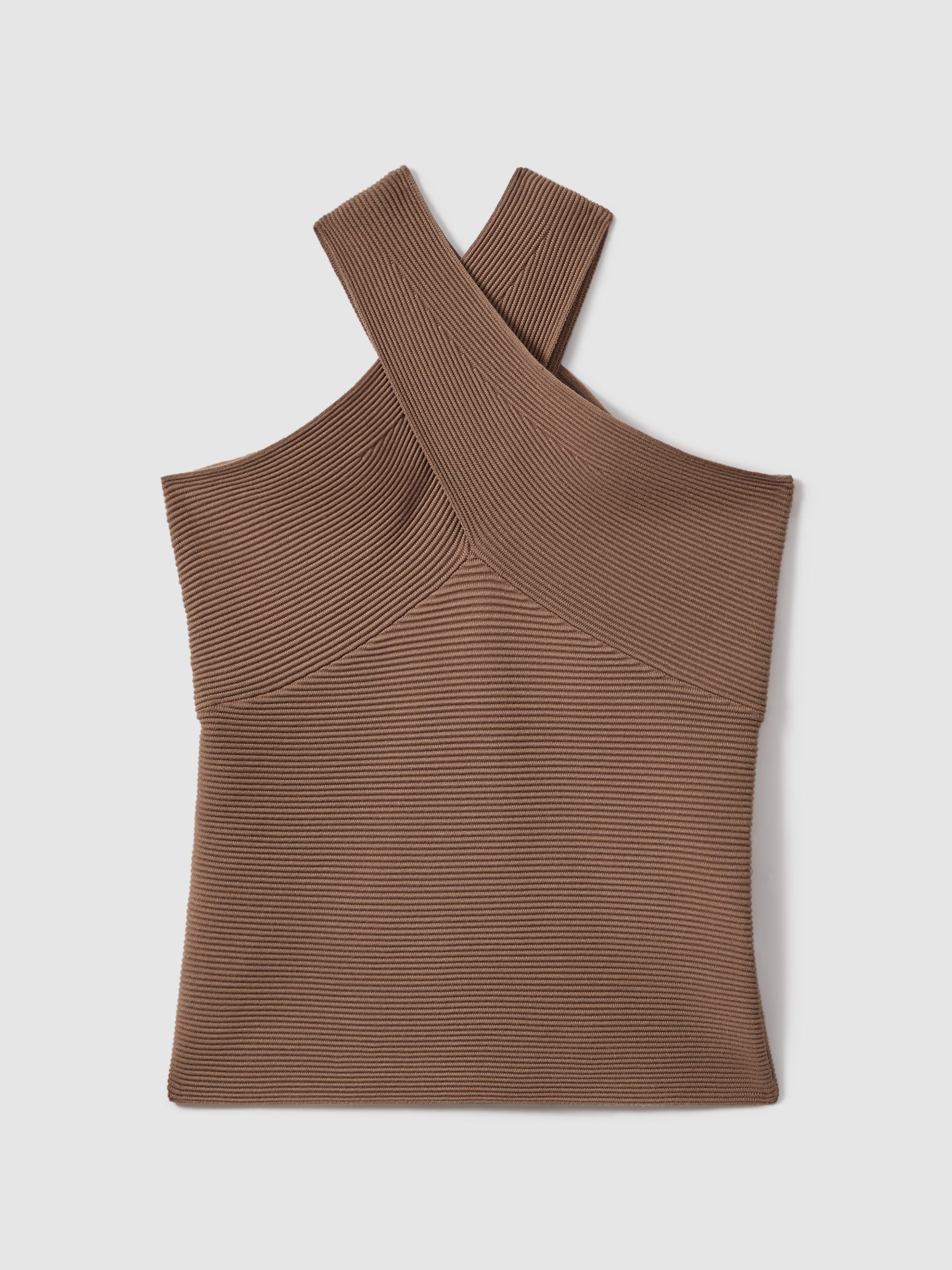 Ribbed Cross-Over Vest in Neutral - Image 2 of 6