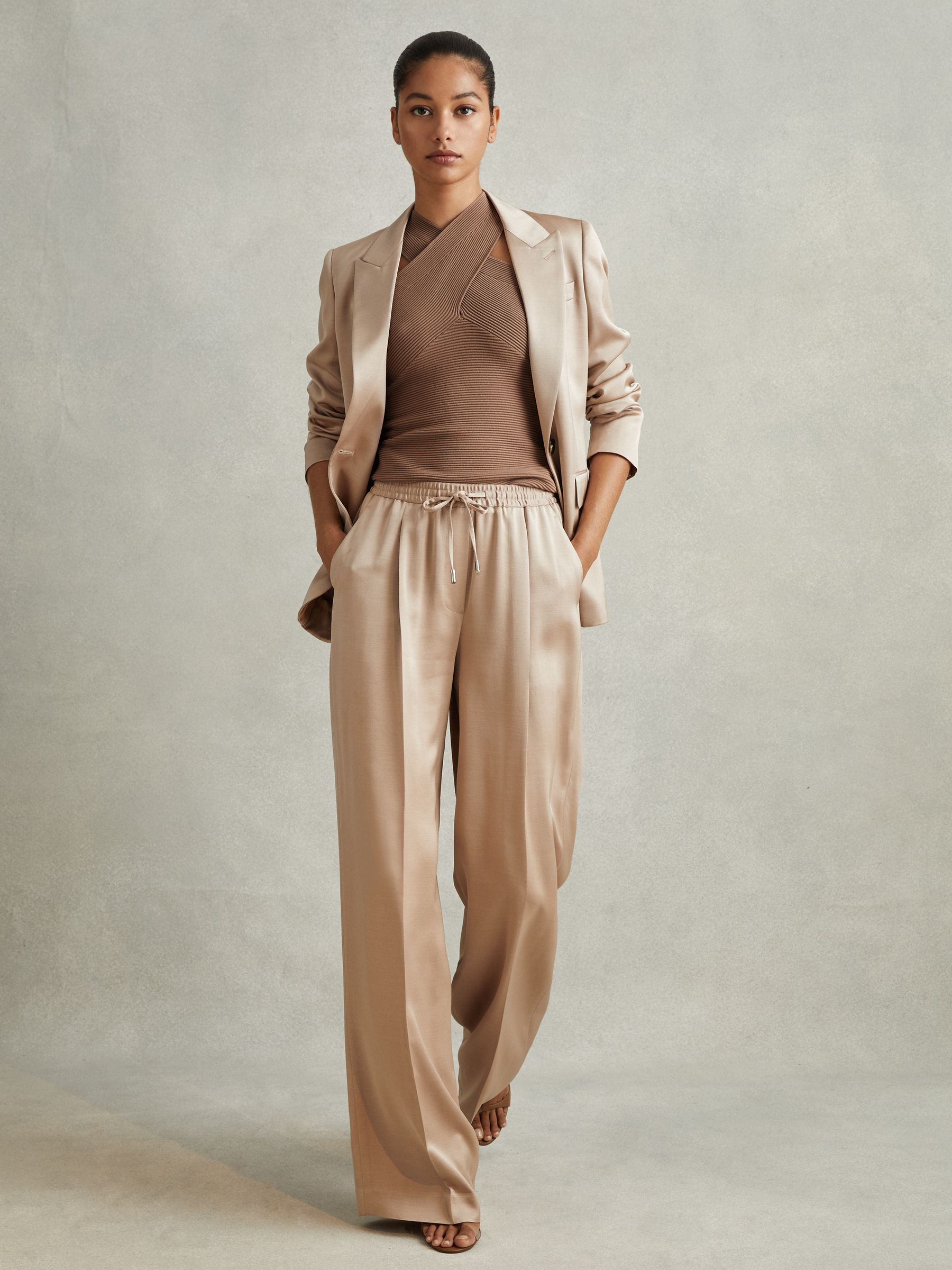 Ribbed Cross-Over Vest in Neutral - Image 5 of 6
