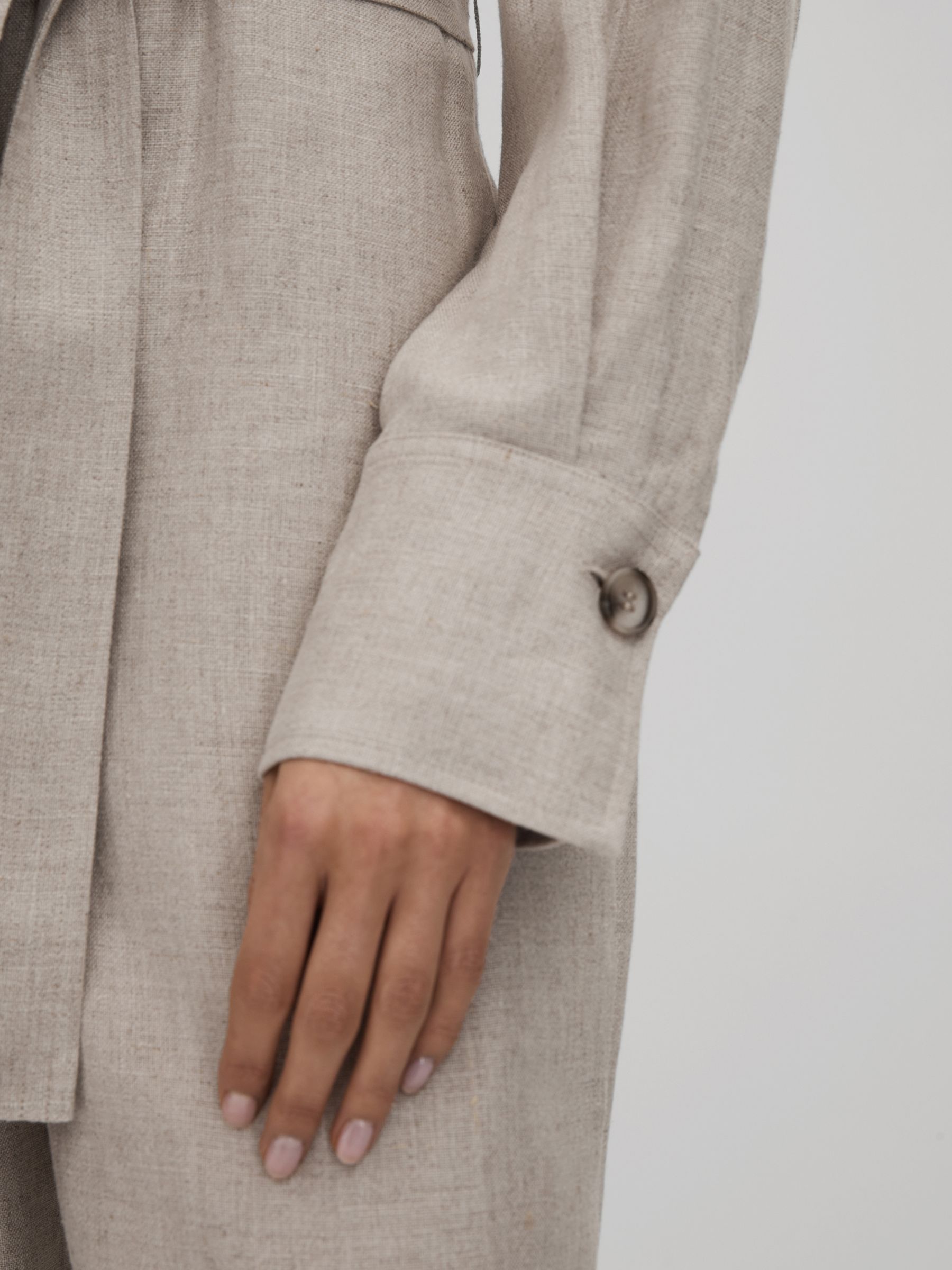 Linen Wide Leg Jumpsuit in Neutral - Image 4 of 8
