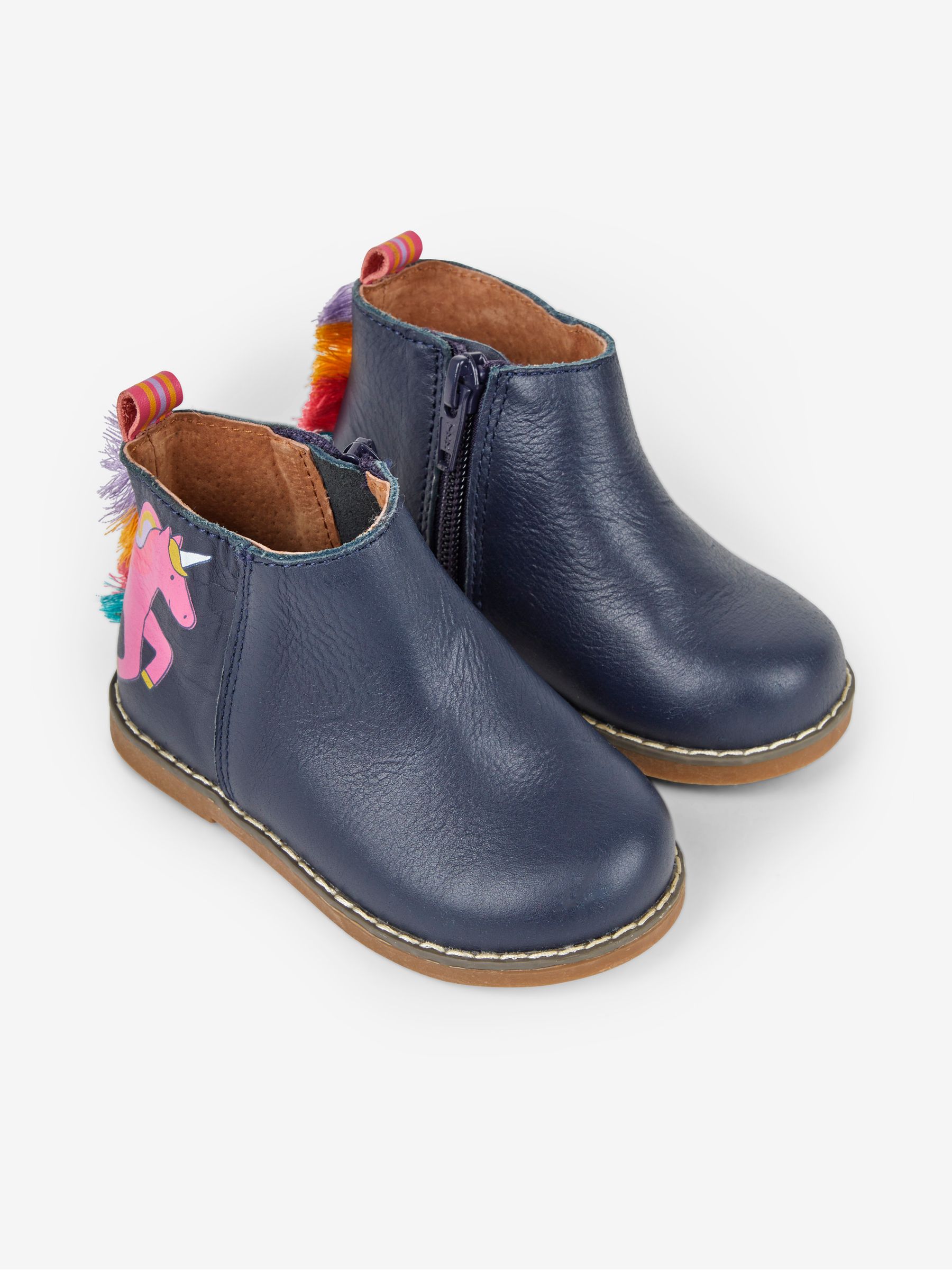 Navy Girls' Leather Unicorn Chelsea Boots - Image 2 of 6