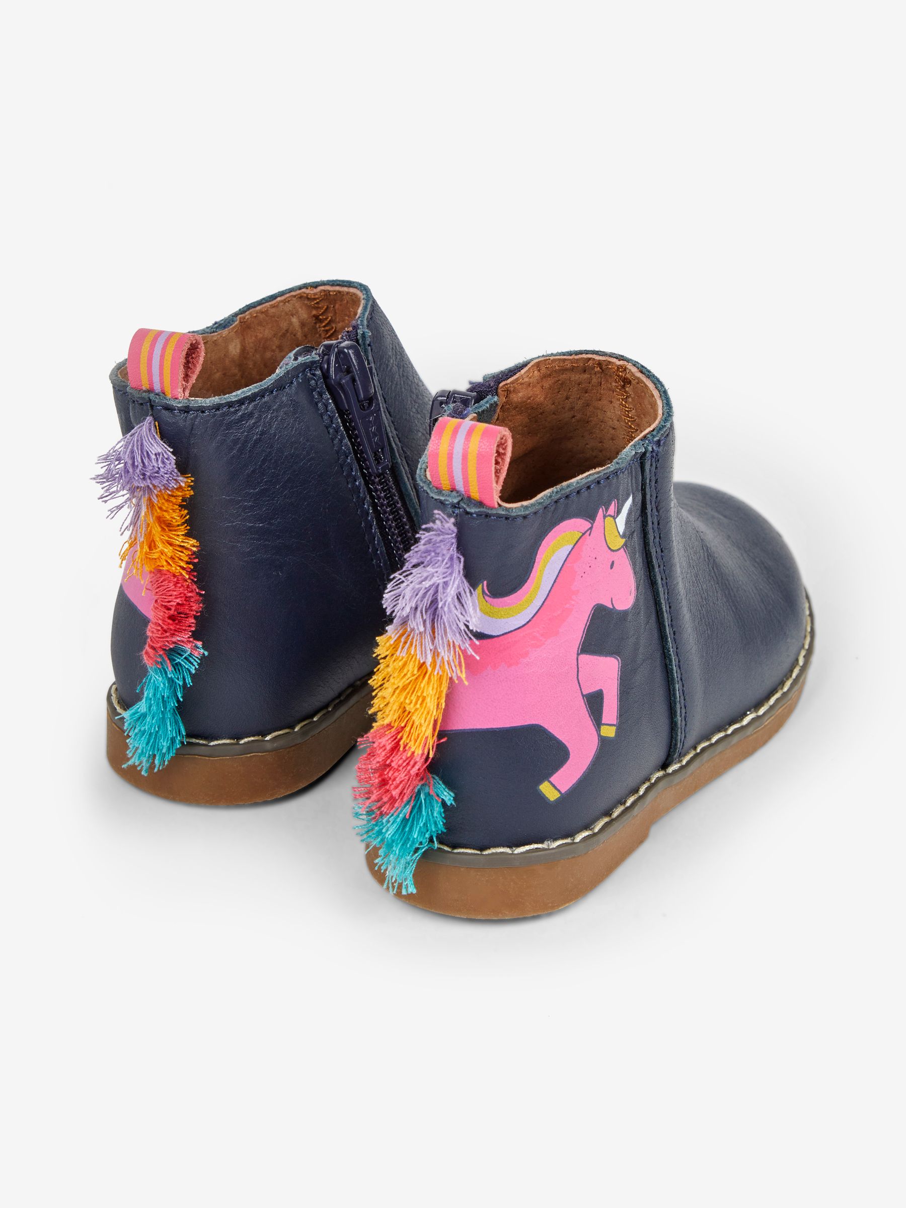 Navy Girls' Leather Unicorn Chelsea Boots - Image 3 of 6