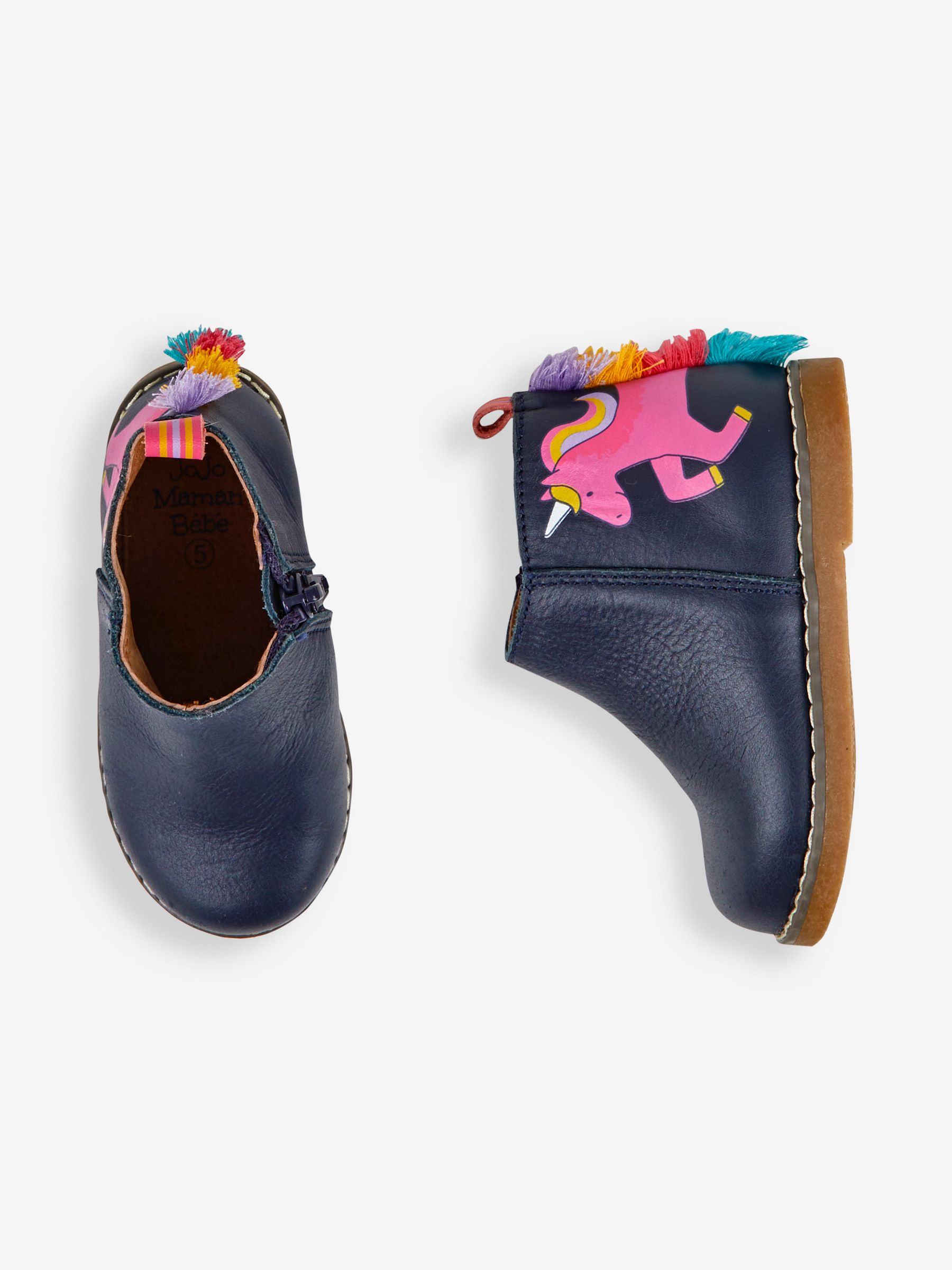 Navy Girls' Leather Unicorn Chelsea Boots - Image 4 of 6