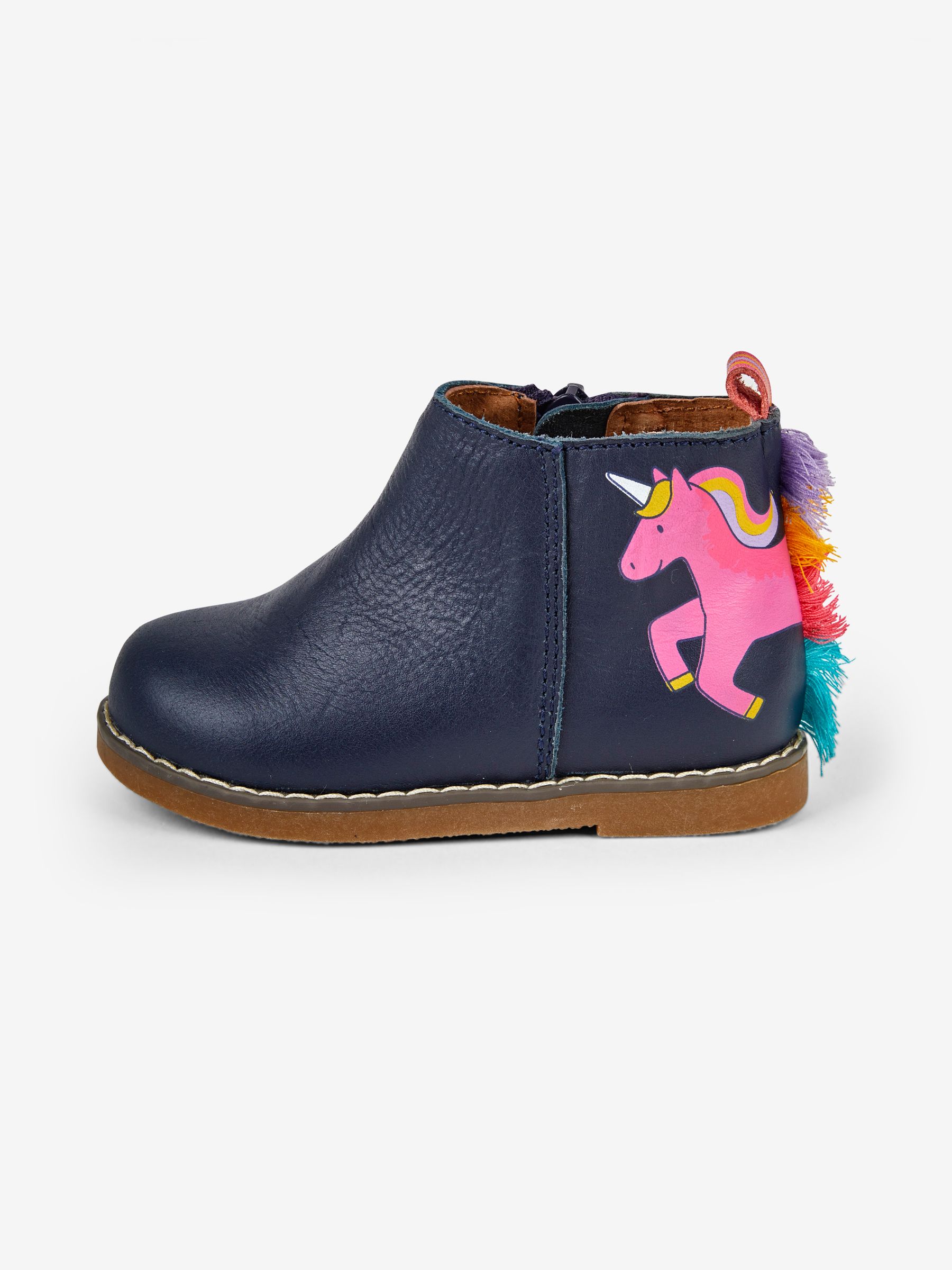 Navy Girls' Leather Unicorn Chelsea Boots - Image 5 of 6