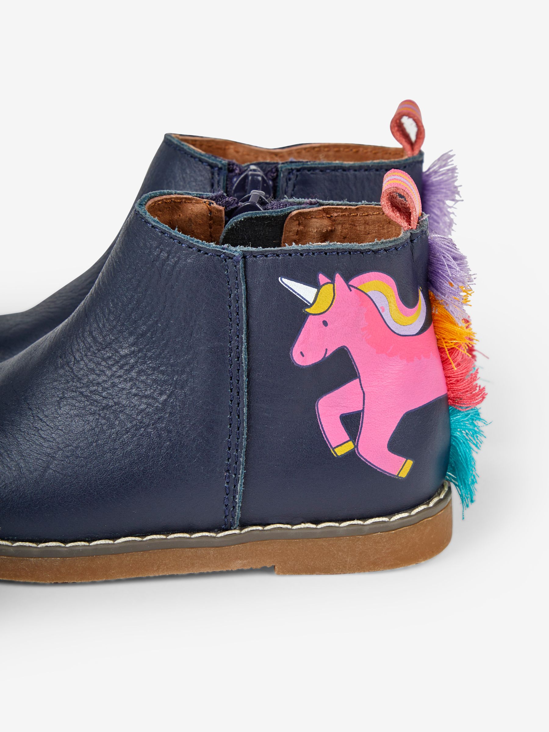 Navy Girls' Leather Unicorn Chelsea Boots - Image 6 of 6