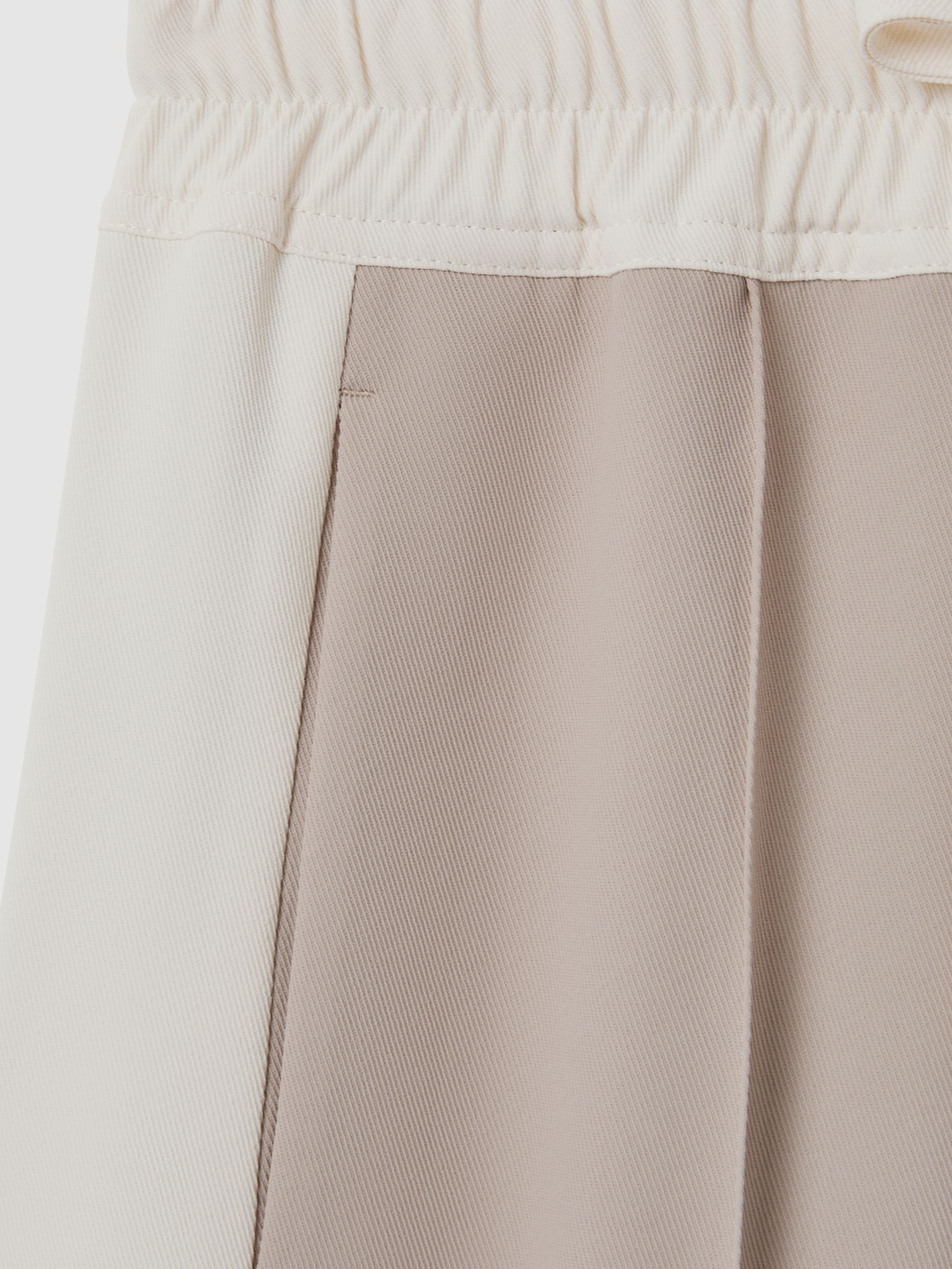 Petite Wide Leg Contrast Stripe Drawstring Trousers in Natural - Image 6 of 7