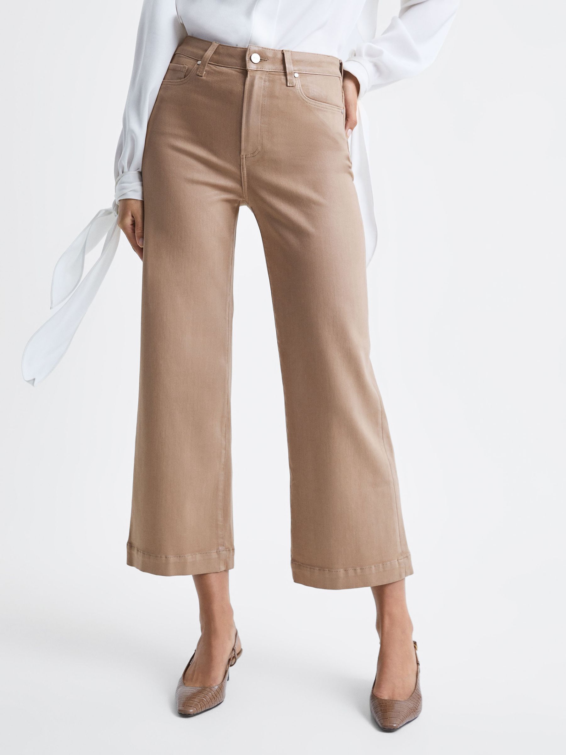 Paige High Rise Cropped Jeans in French Latte - Image 1 of 5