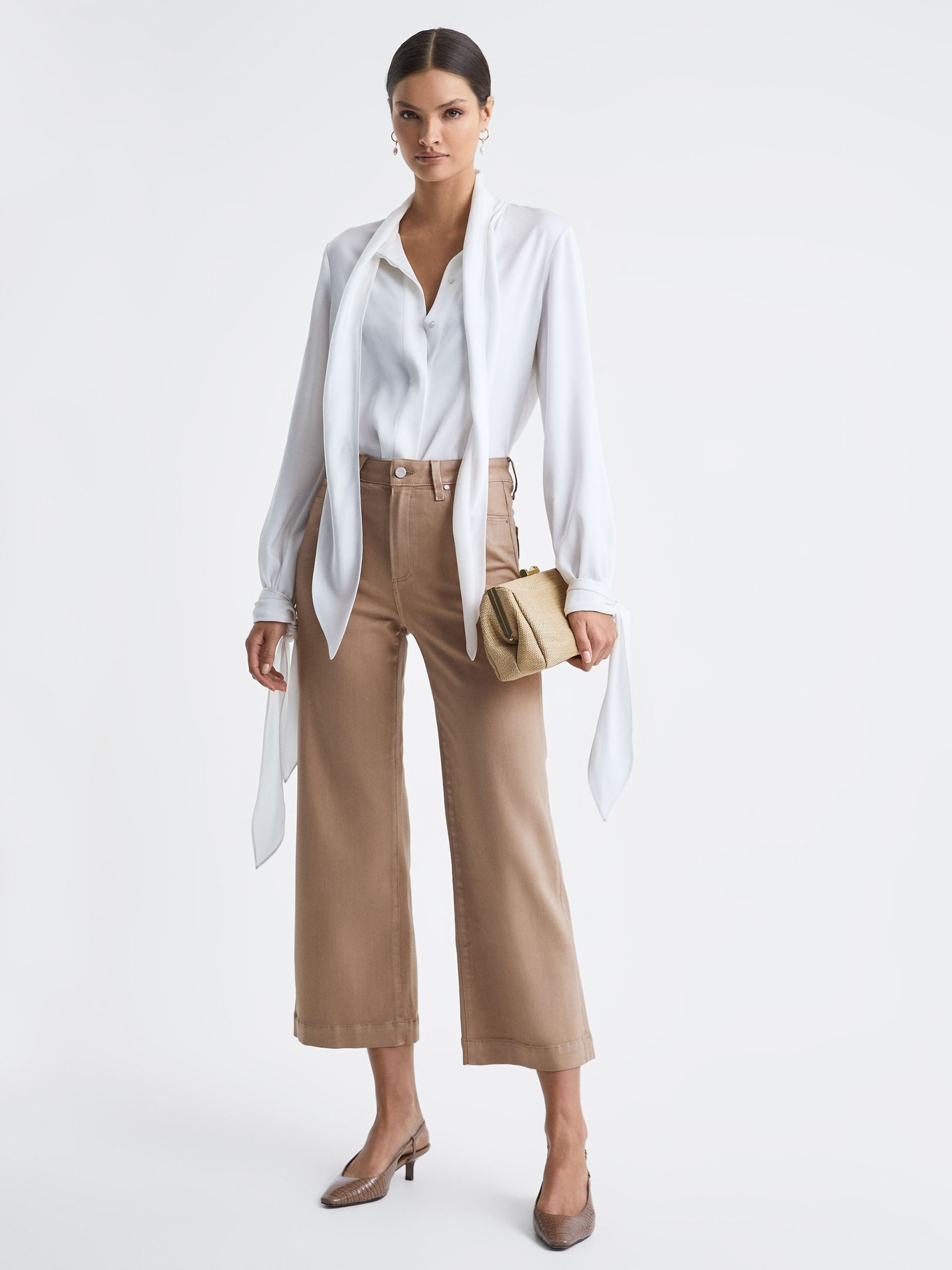 Paige High Rise Cropped Jeans in French Latte - Image 3 of 5