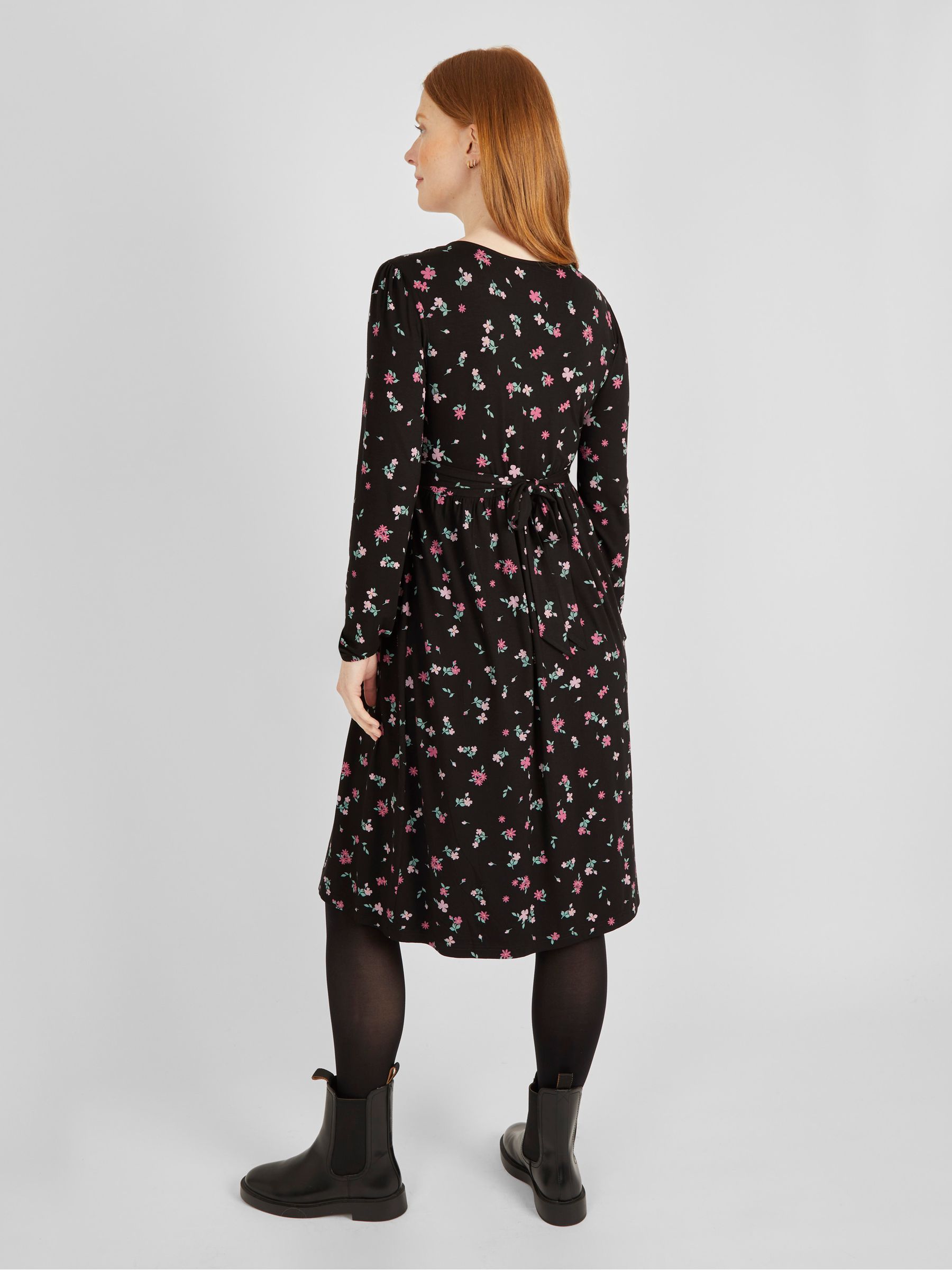 Maternity & Nursing Wrap Dress in Black - Image 3 of 4
