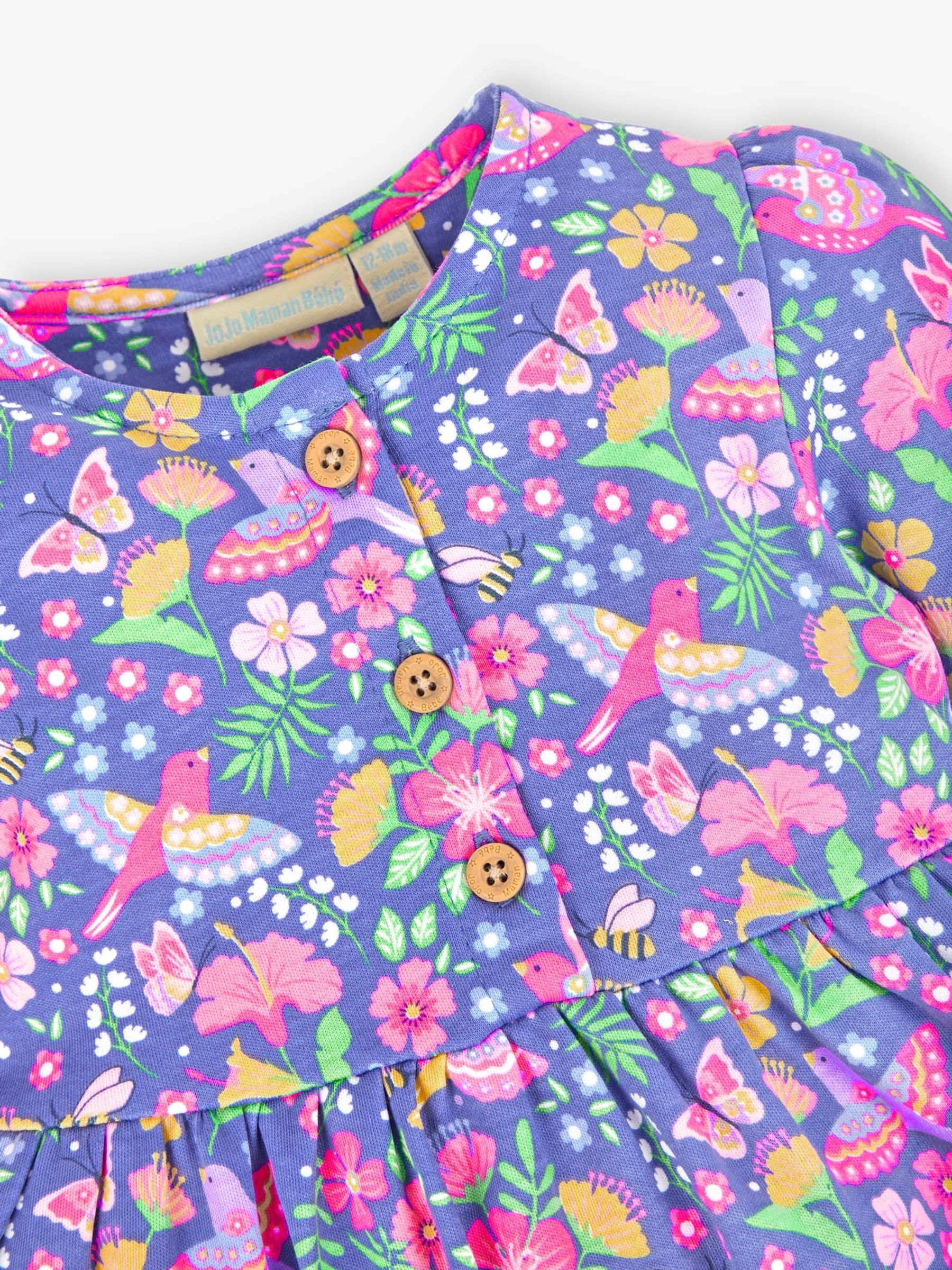 Periwinkle Bird Print With Pet In Pocket Button Front Dress - Image 4 of 4