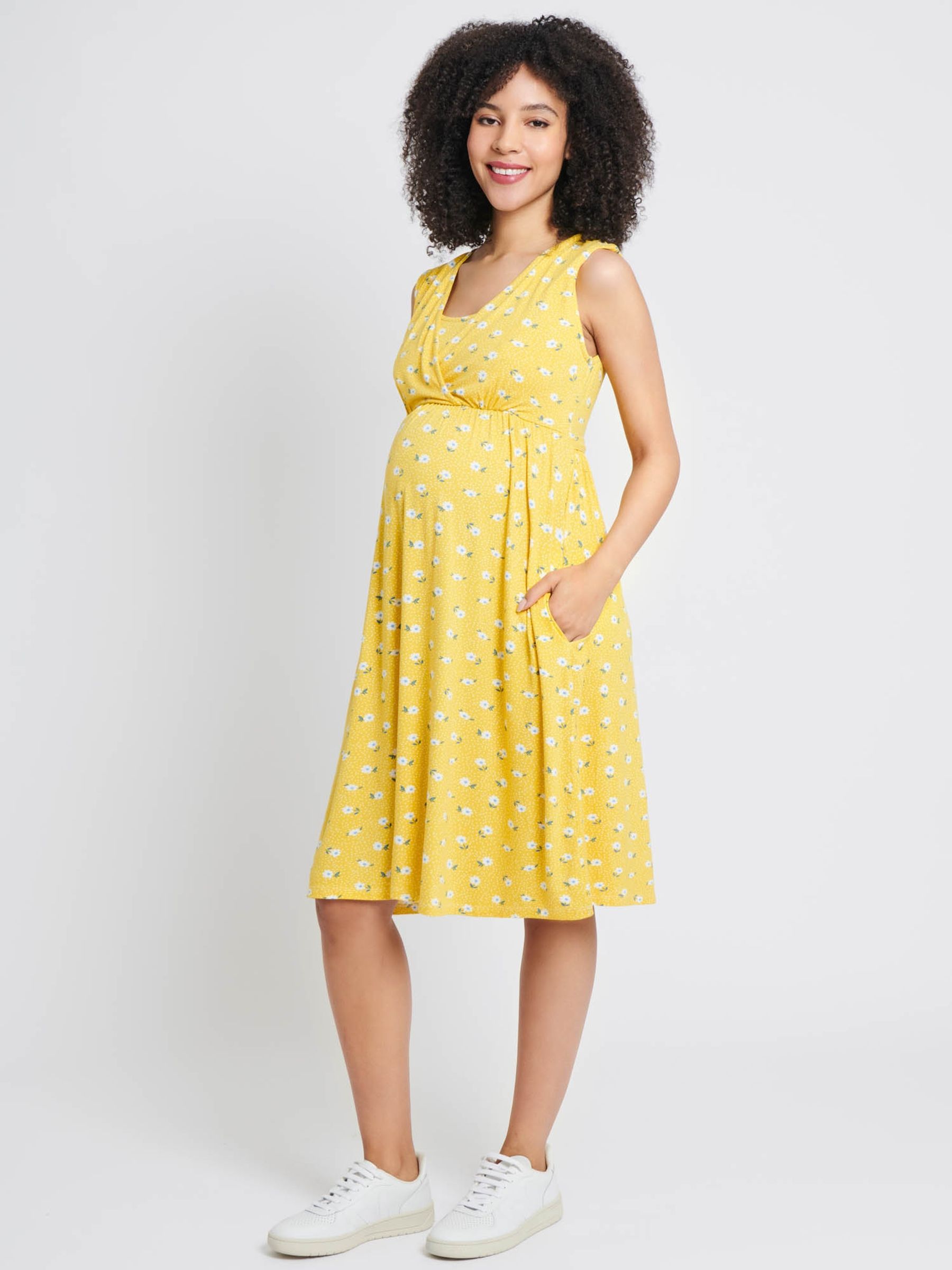 Yellow Yellow Floral Print Maternity & Nursing Dress - Image 1 of 3