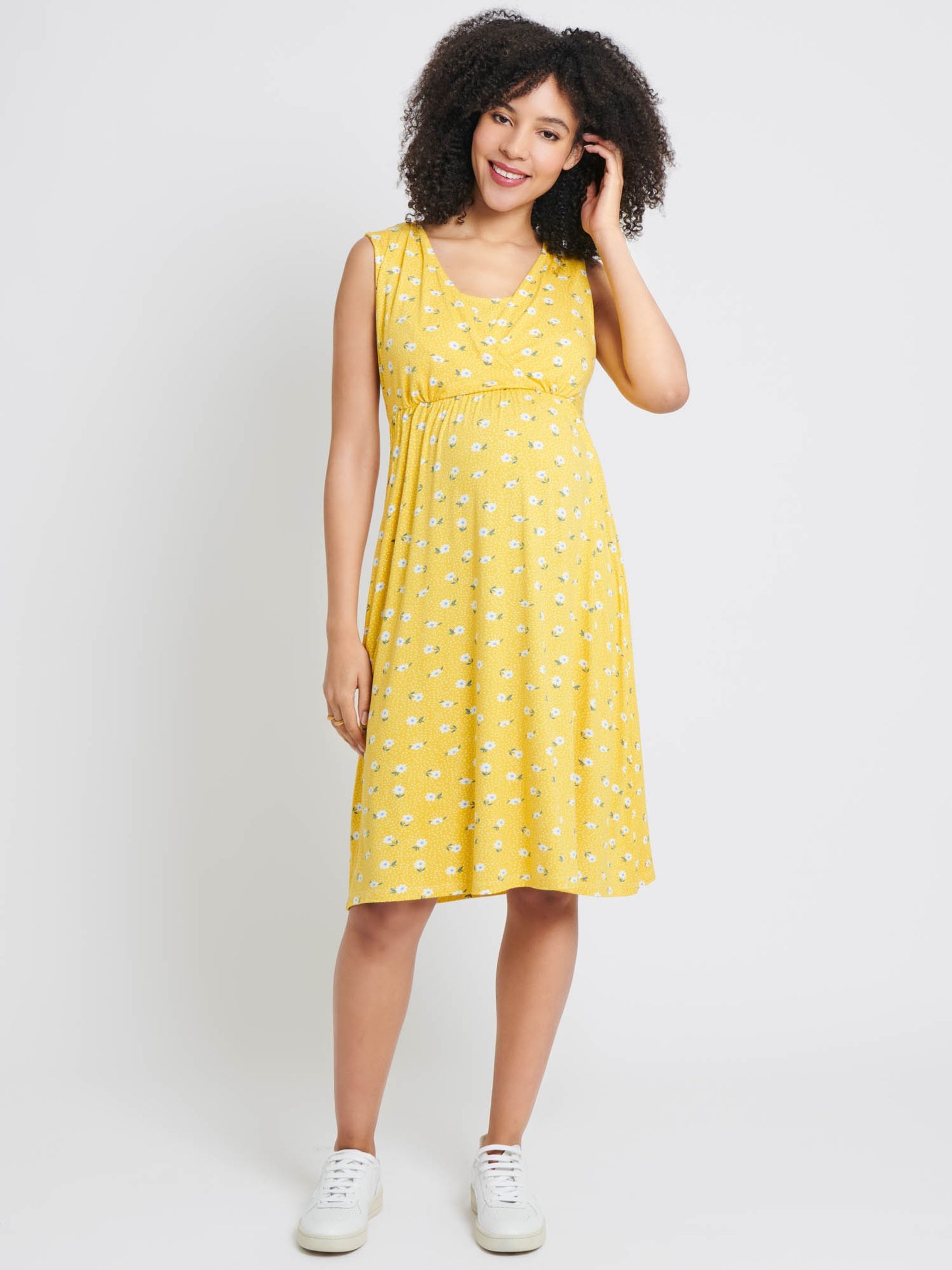 Yellow Yellow Floral Print Maternity & Nursing Dress - Image 2 of 3