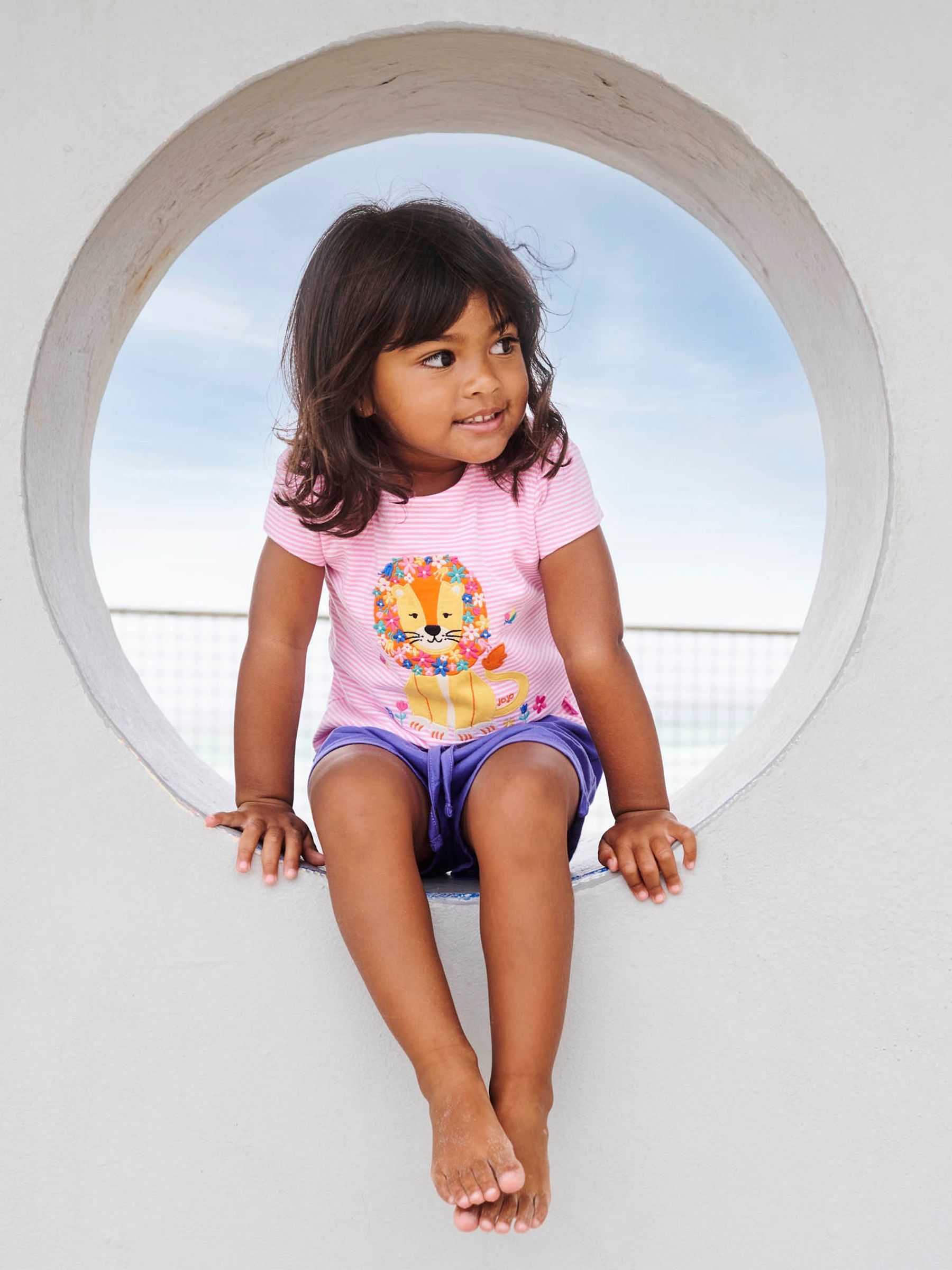 Orchid Girls' Pink Lion Appliqué T-Shirt - Image 1 of 3